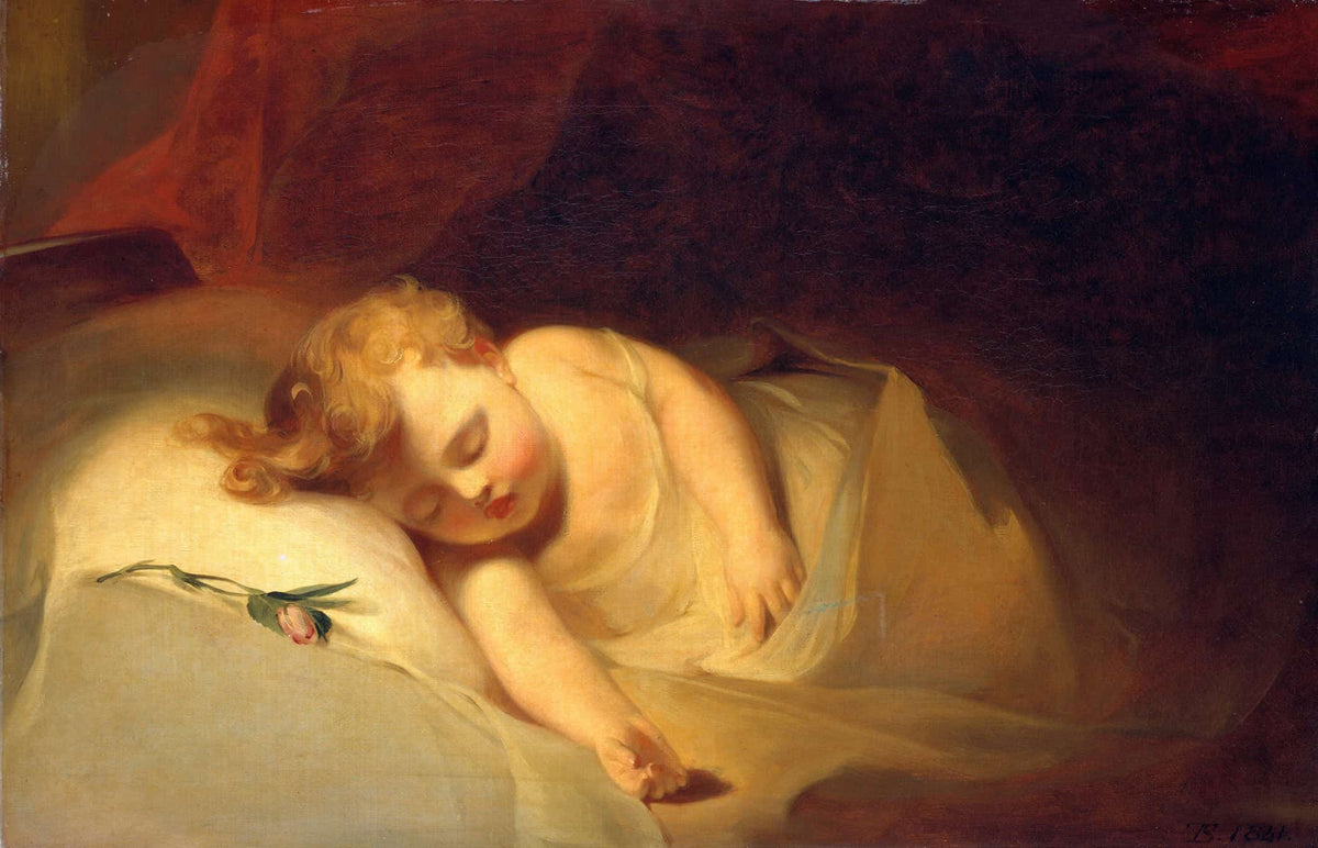 Child Asleep The Rosebud by Thomas Sully