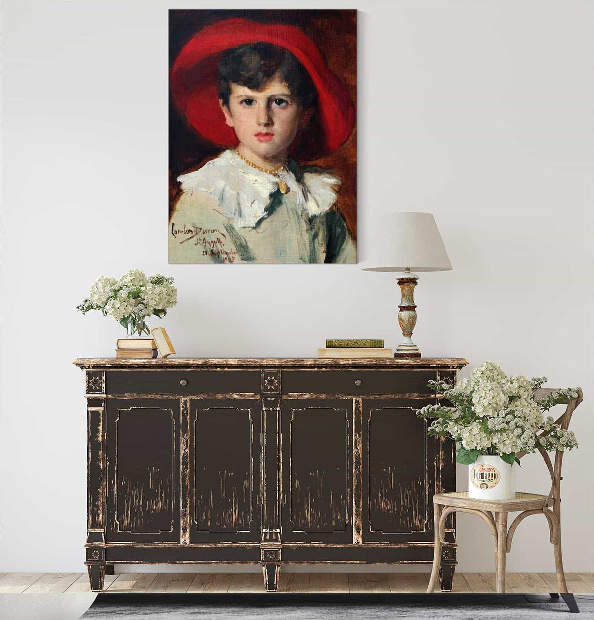 Child In A Red Hat Michel Feydeau Son Of Georges by Carolus Duran