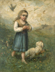 Child With Birds And Dog by Edward Mitchell Bannister