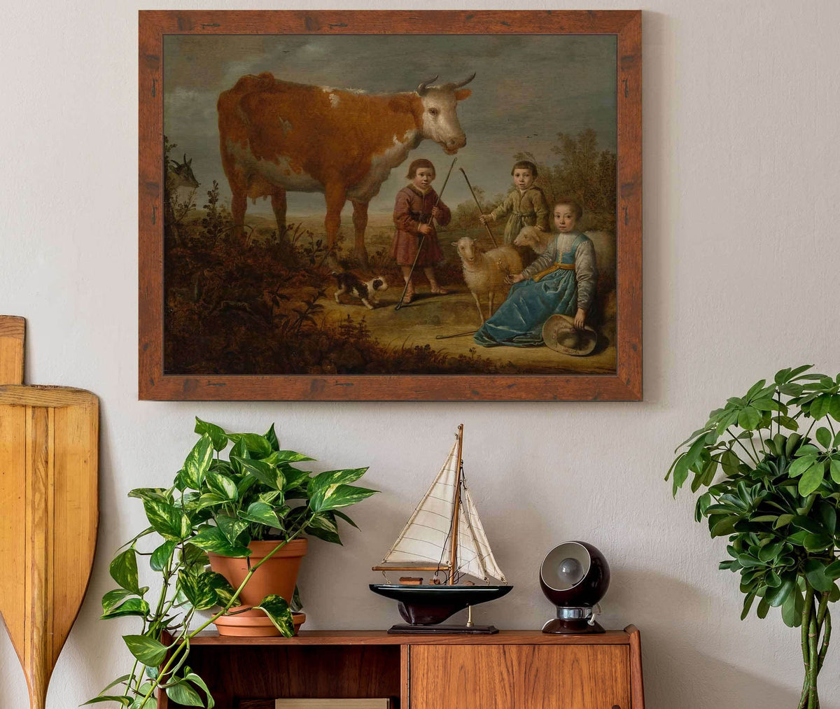 Children And A Cow  by Aelbert Cuyp