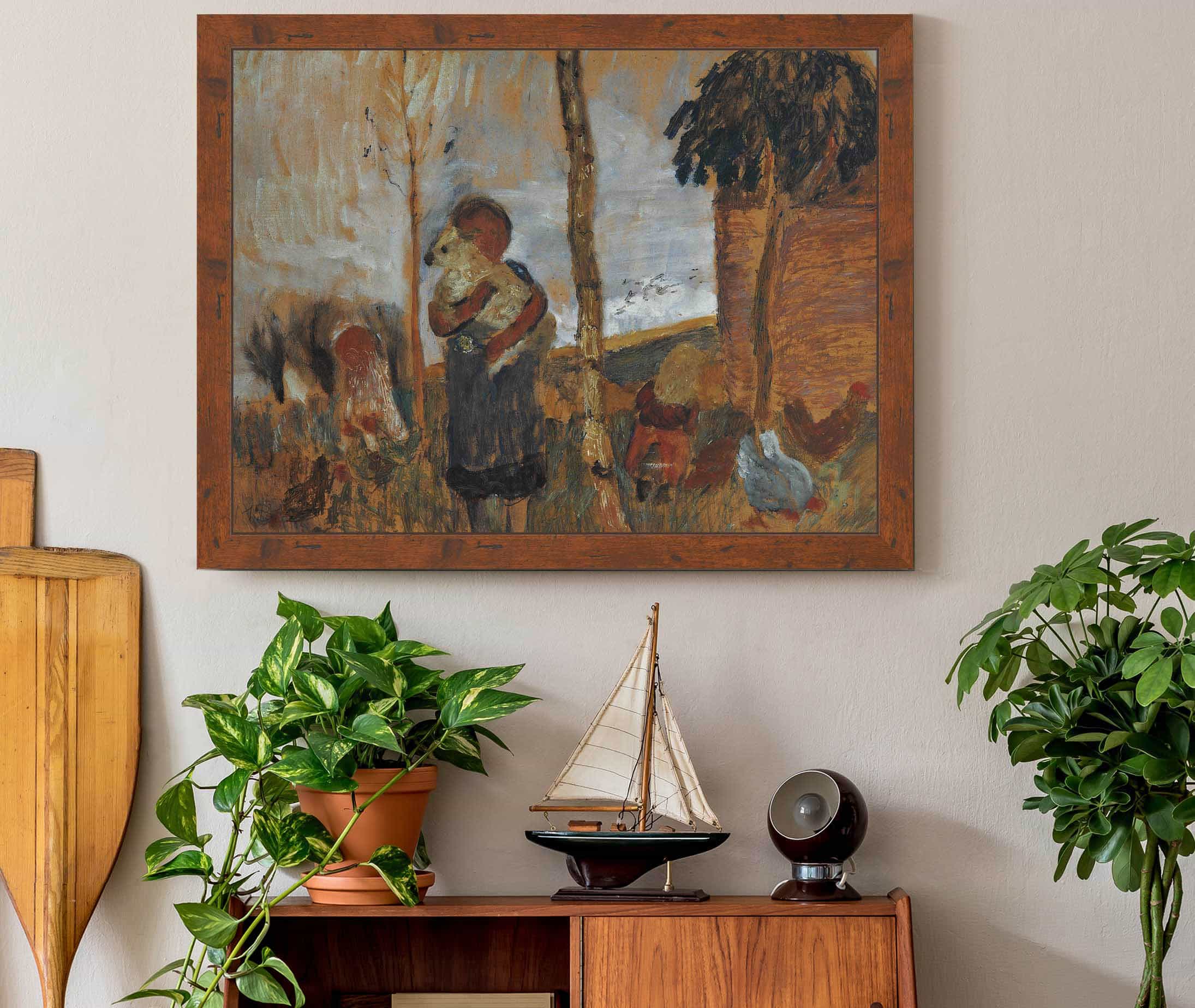Children And Chickens In Front Of A Landscape by Paula Modersohn Becker
