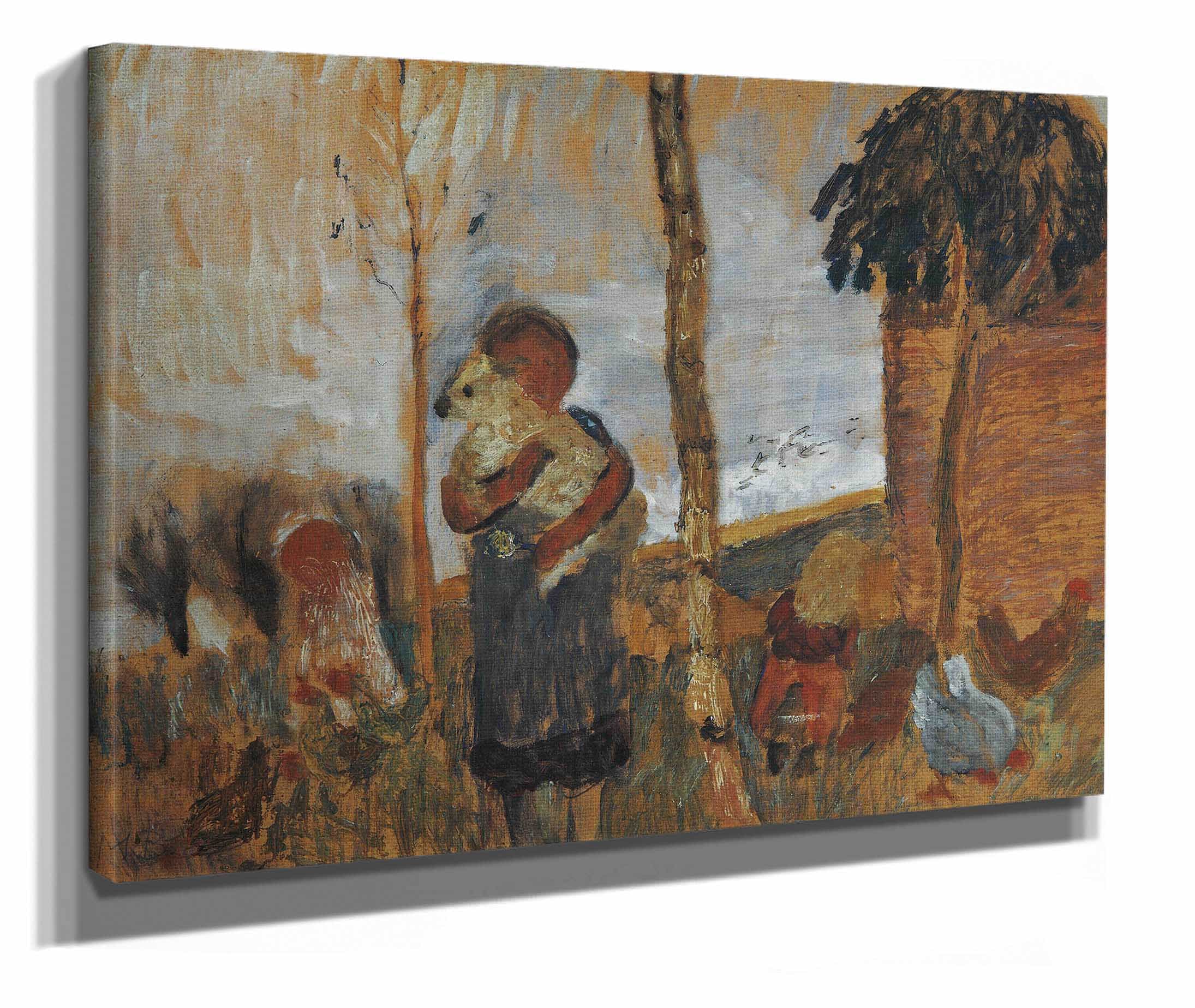 Children And Chickens In Front Of A Landscape by Paula Modersohn Becker