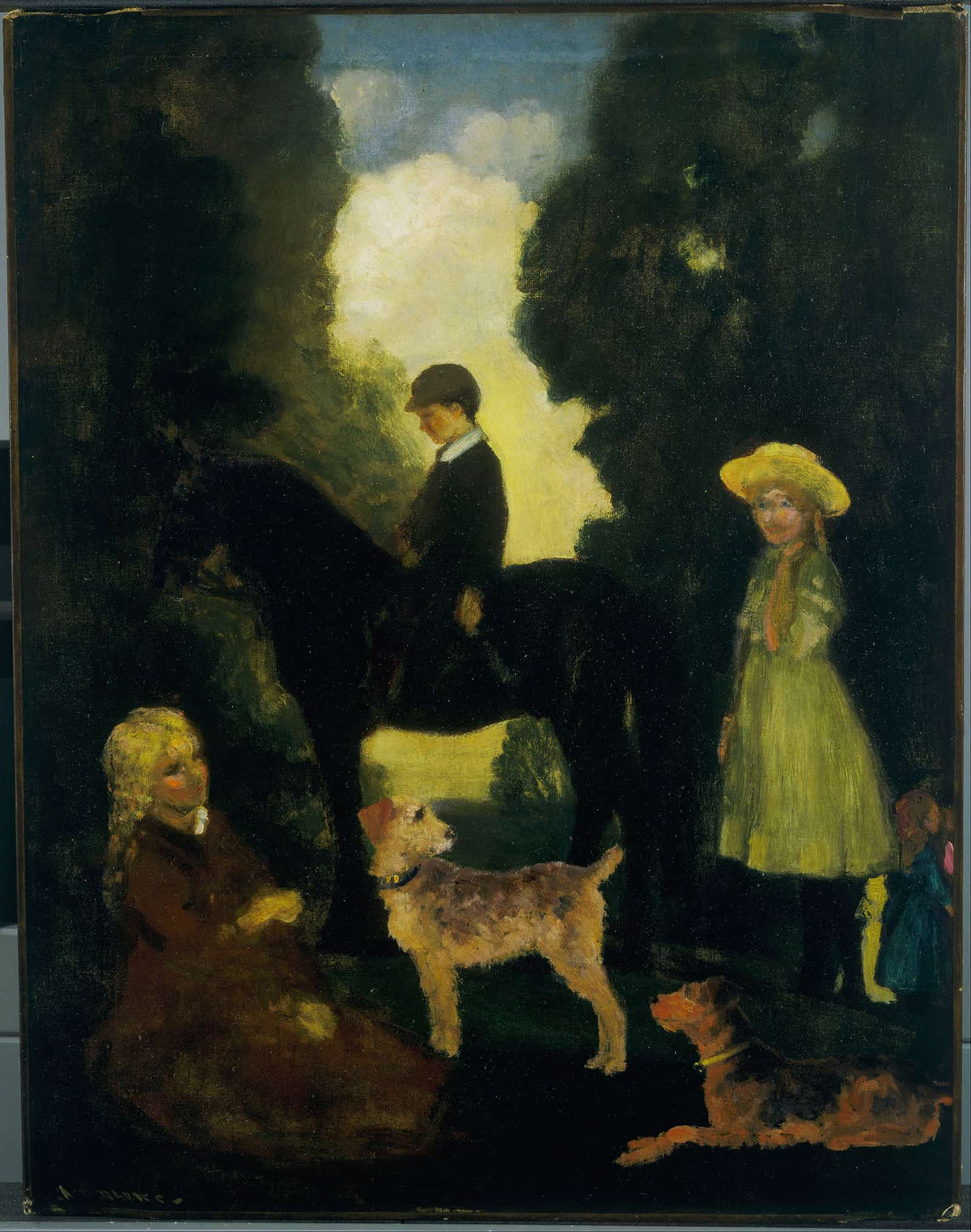 Children Dogs And Pony by Arthur Bowen Davies