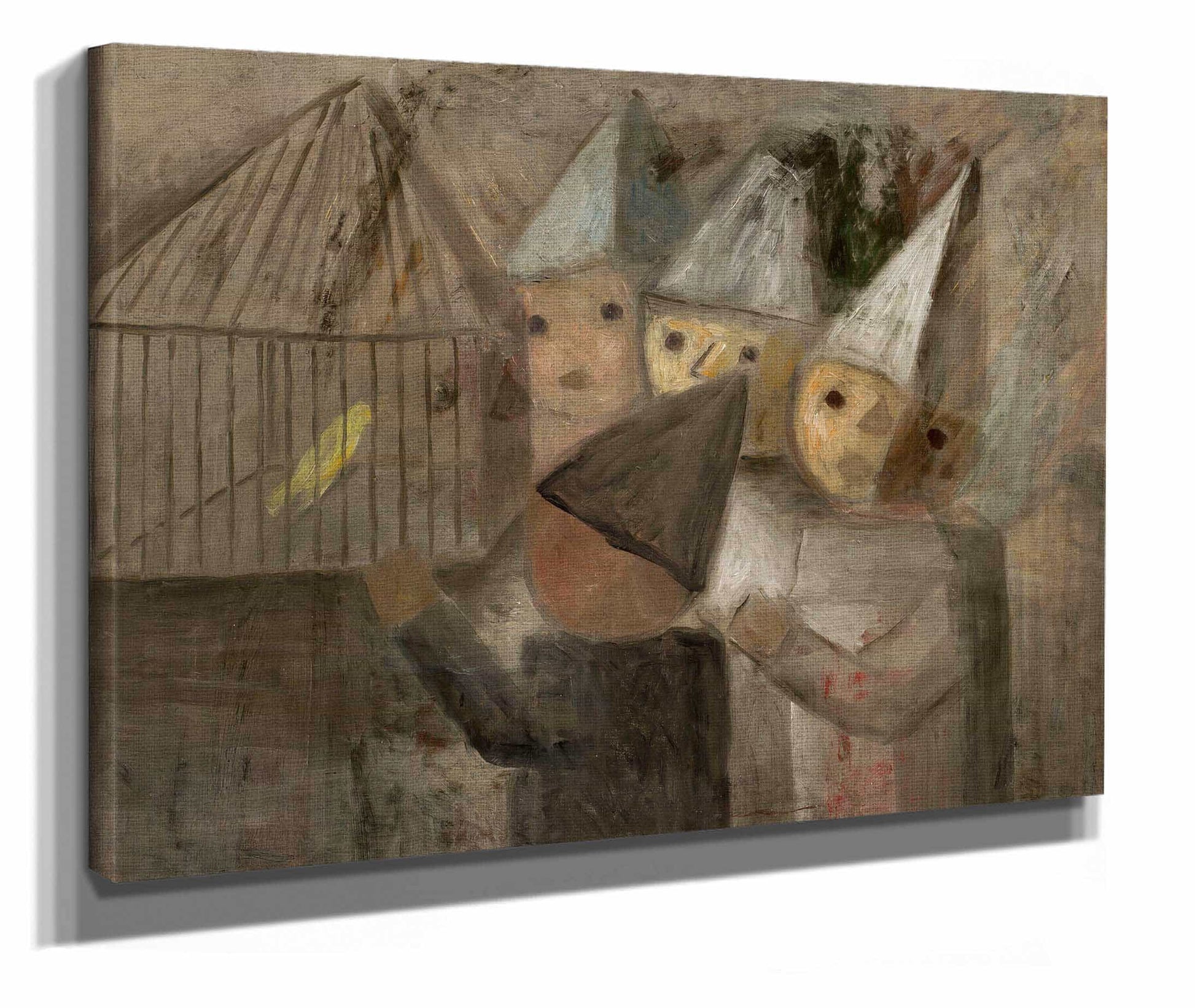 Children In Front Of A Cage With A Canary by Tadeusz Makowski