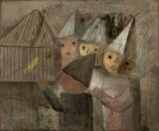 Children In Front Of A Cage With A Canary by Tadeusz Makowski
