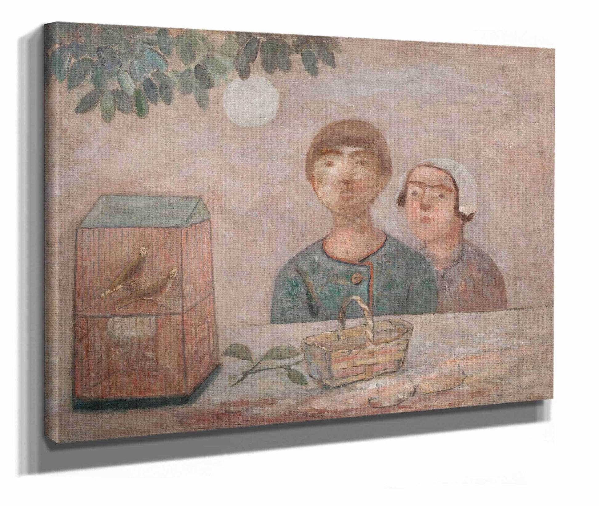 Children In Front Of A Cage With Little Birds by Tadeusz Makowski