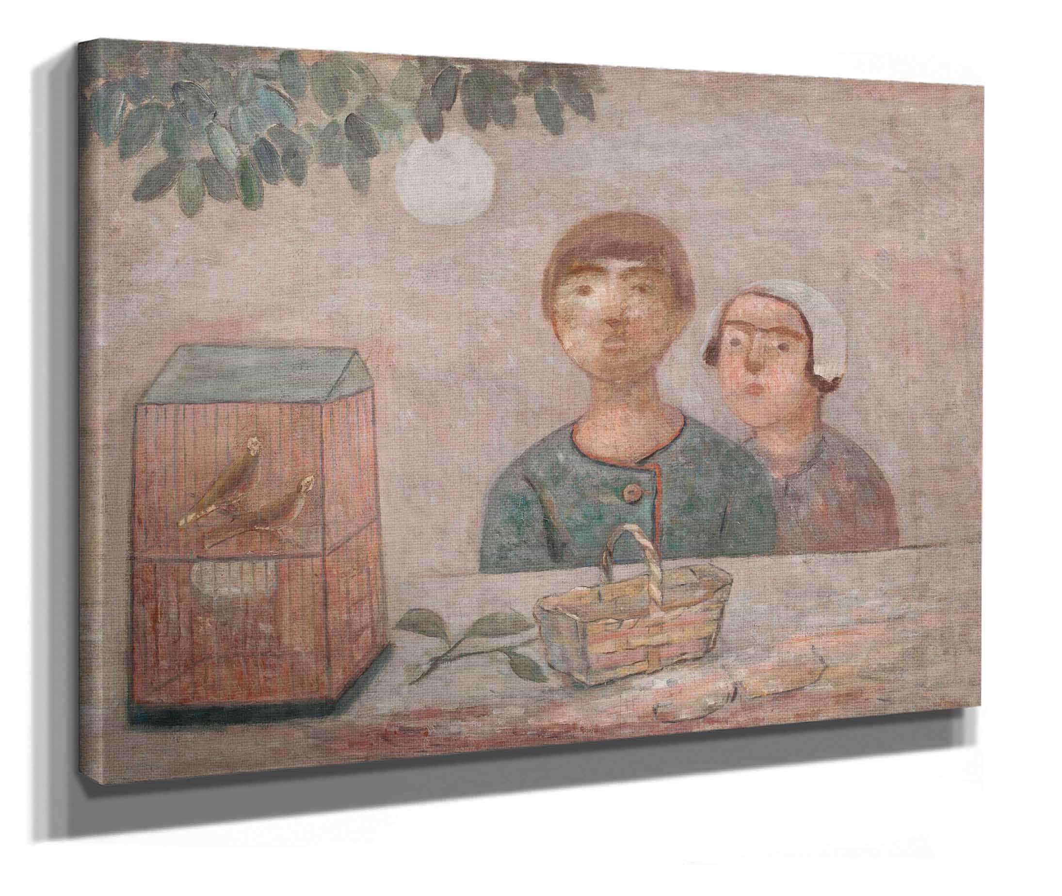 Children In Front Of A Cage With Little Birds by Tadeusz Makowski
