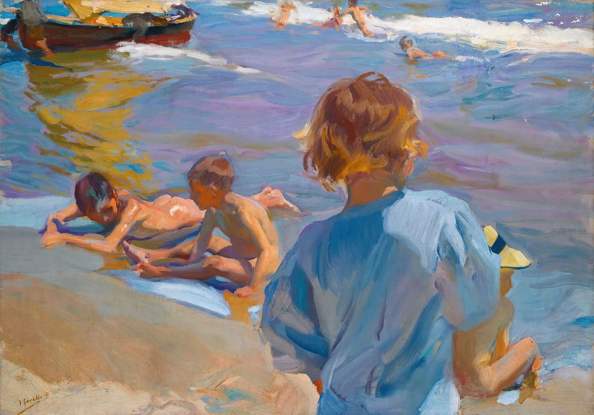 Children On The Beach Valencia by Joaquin Sorolla