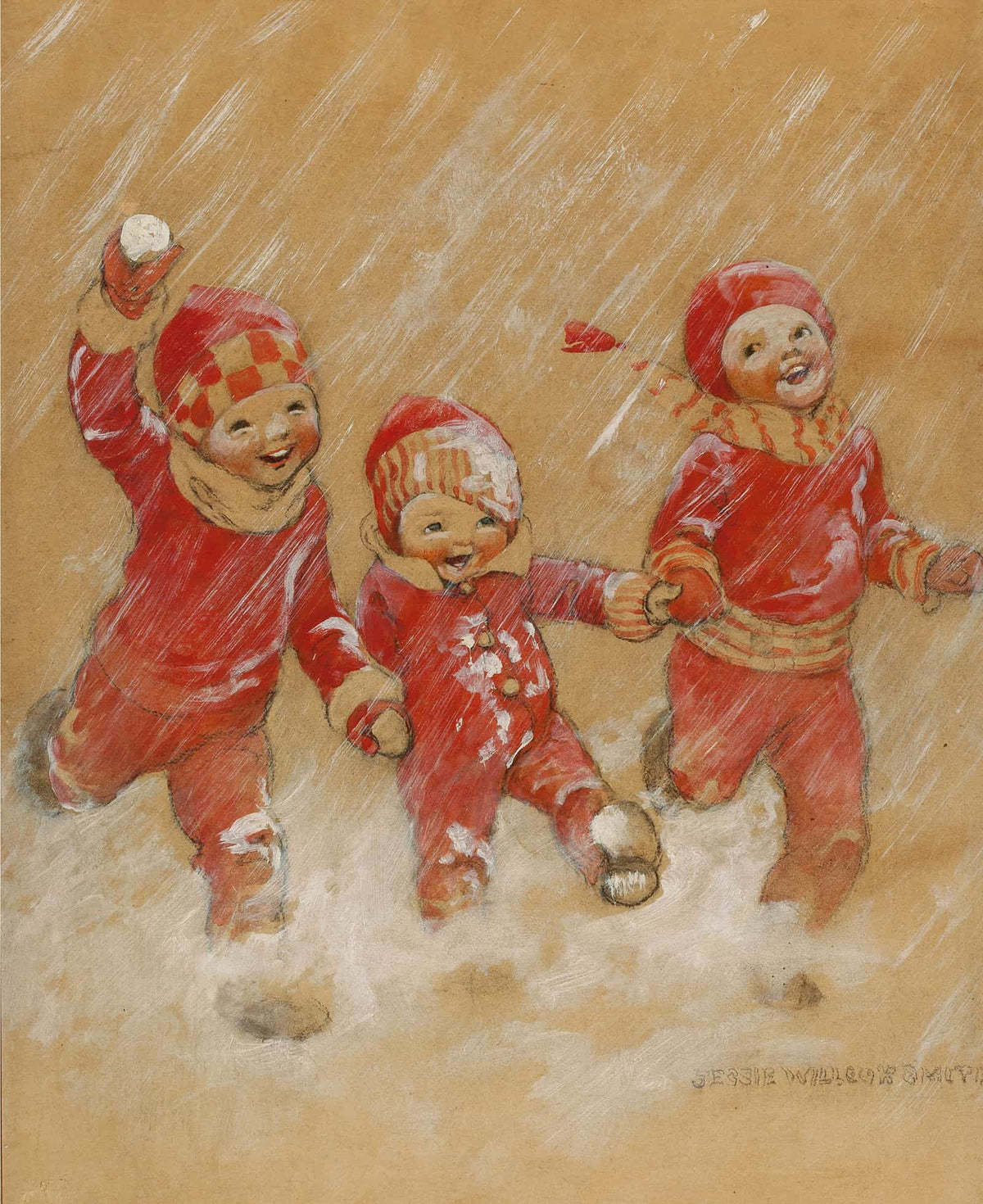 Children Playing In The Snow by Jessie Willcox Smith