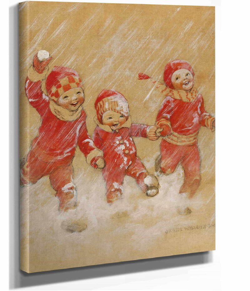 Children Playing In The Snow by Jessie Willcox Smith