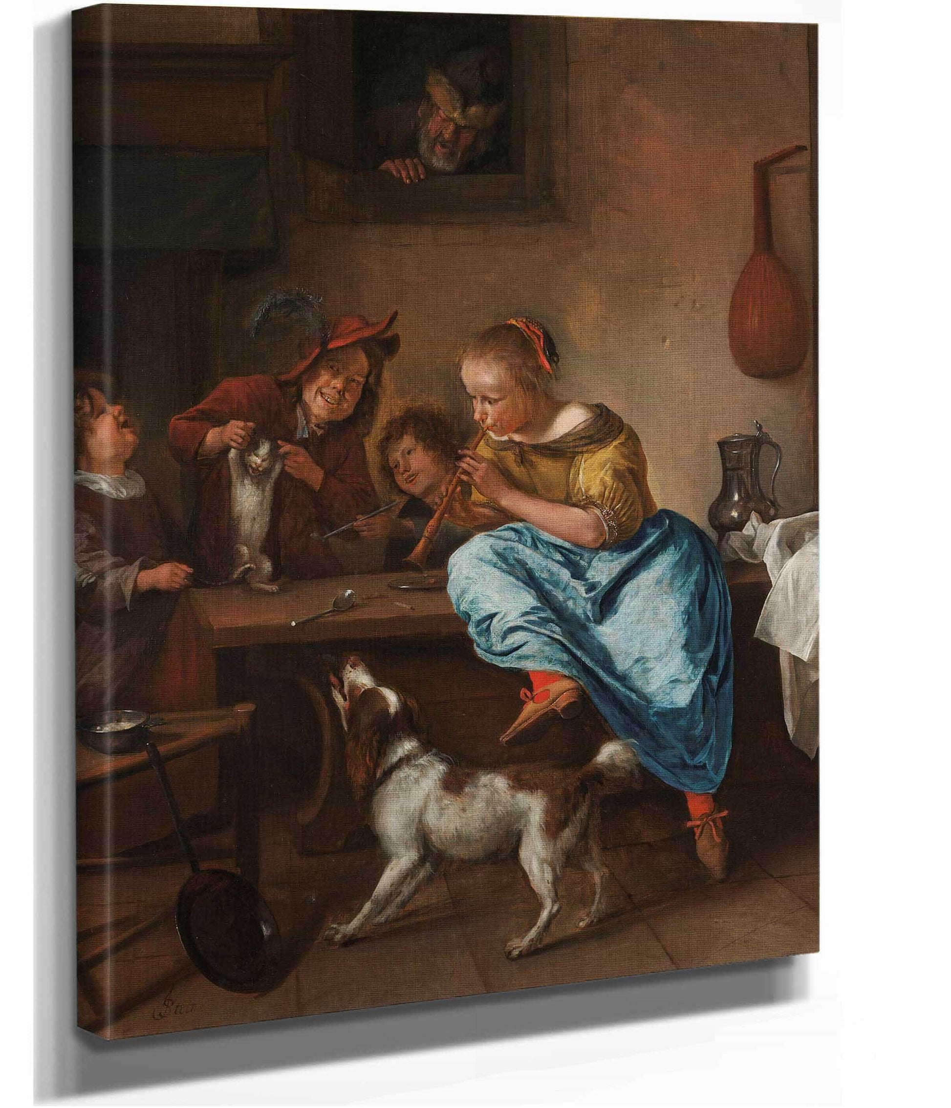 Children Teaching A Cat To Dance Known As The Dancing Lesson  by Jan Steen