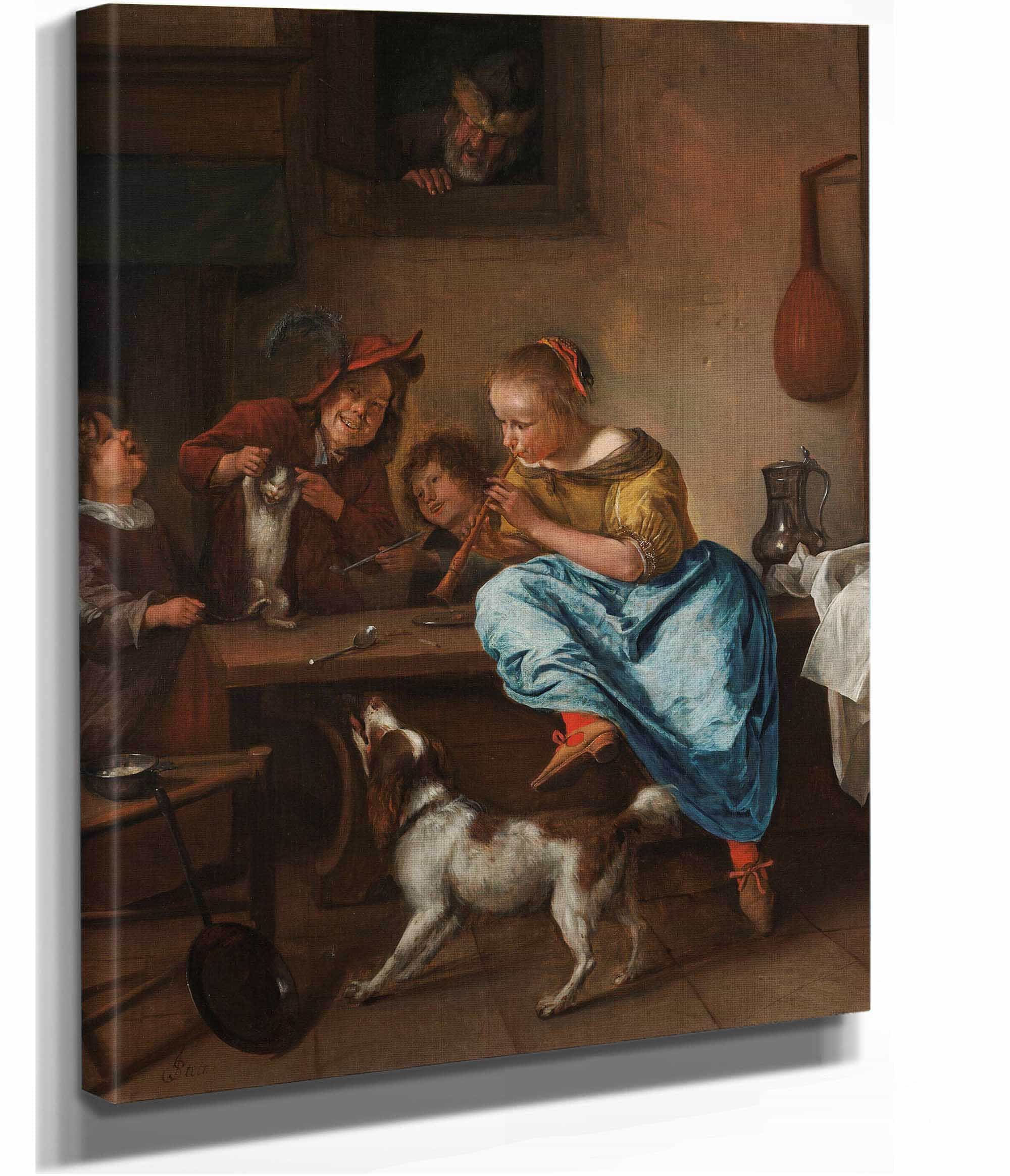 Children Teaching A Cat To Dance Known As The Dancing Lesson  by Jan Steen