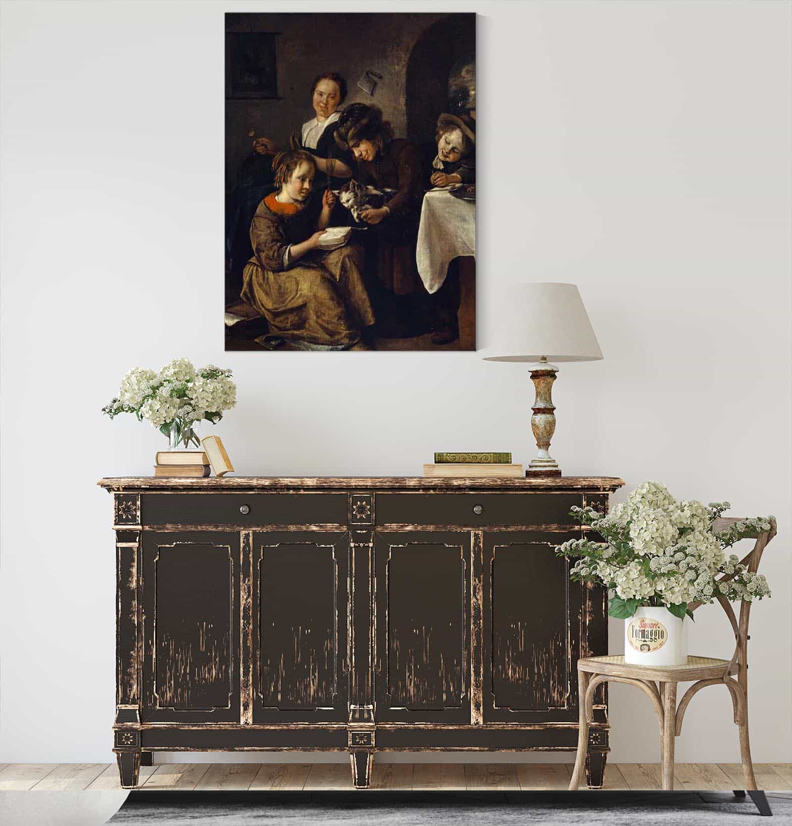 Children Teaching A Cat To Read by Jan Steen