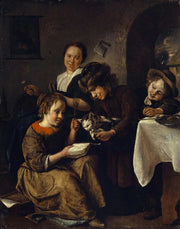 Children Teaching A Cat To Read by Jan Steen