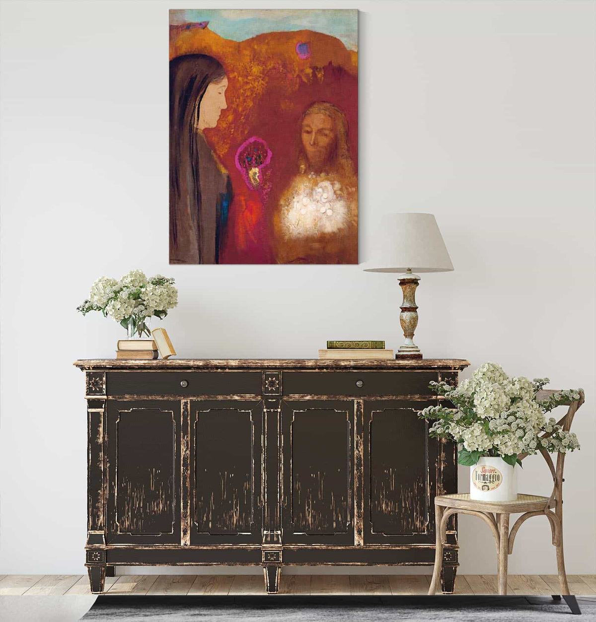 Christ And The Samaritan Woman The White Flower Bouquet by Odilon Redon