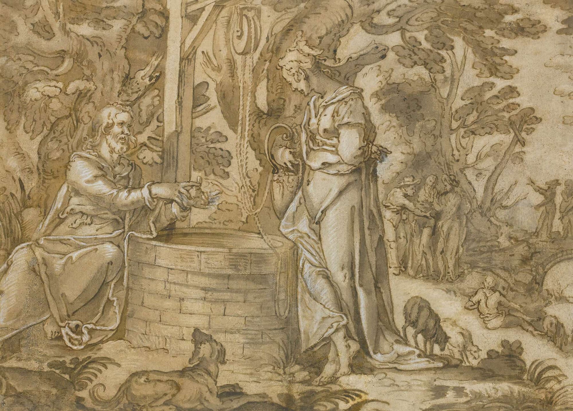 Christ And The Woman Of Samaria by Joachim Wtewael