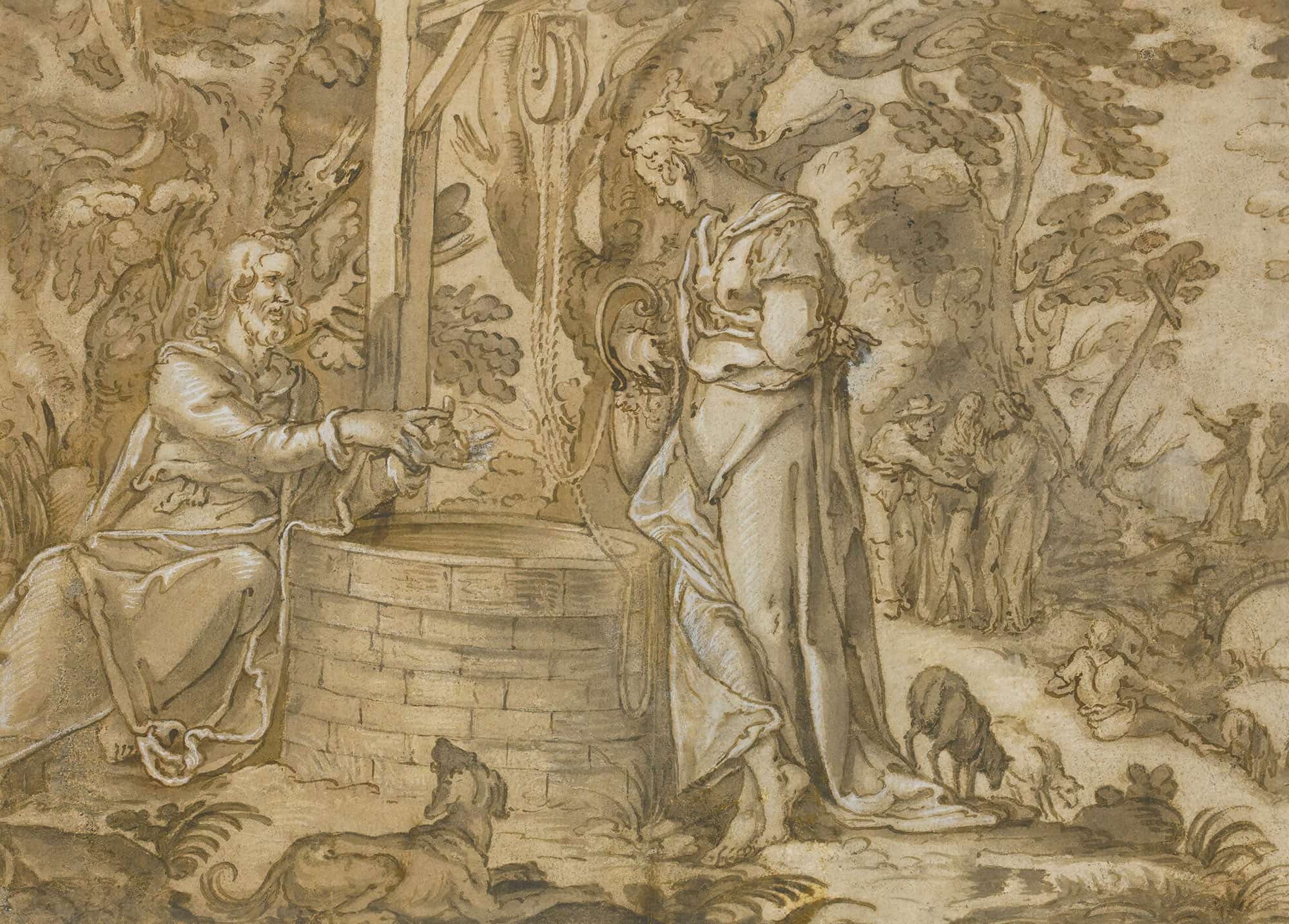 Christ And The Woman Of Samaria by Joachim Wtewael