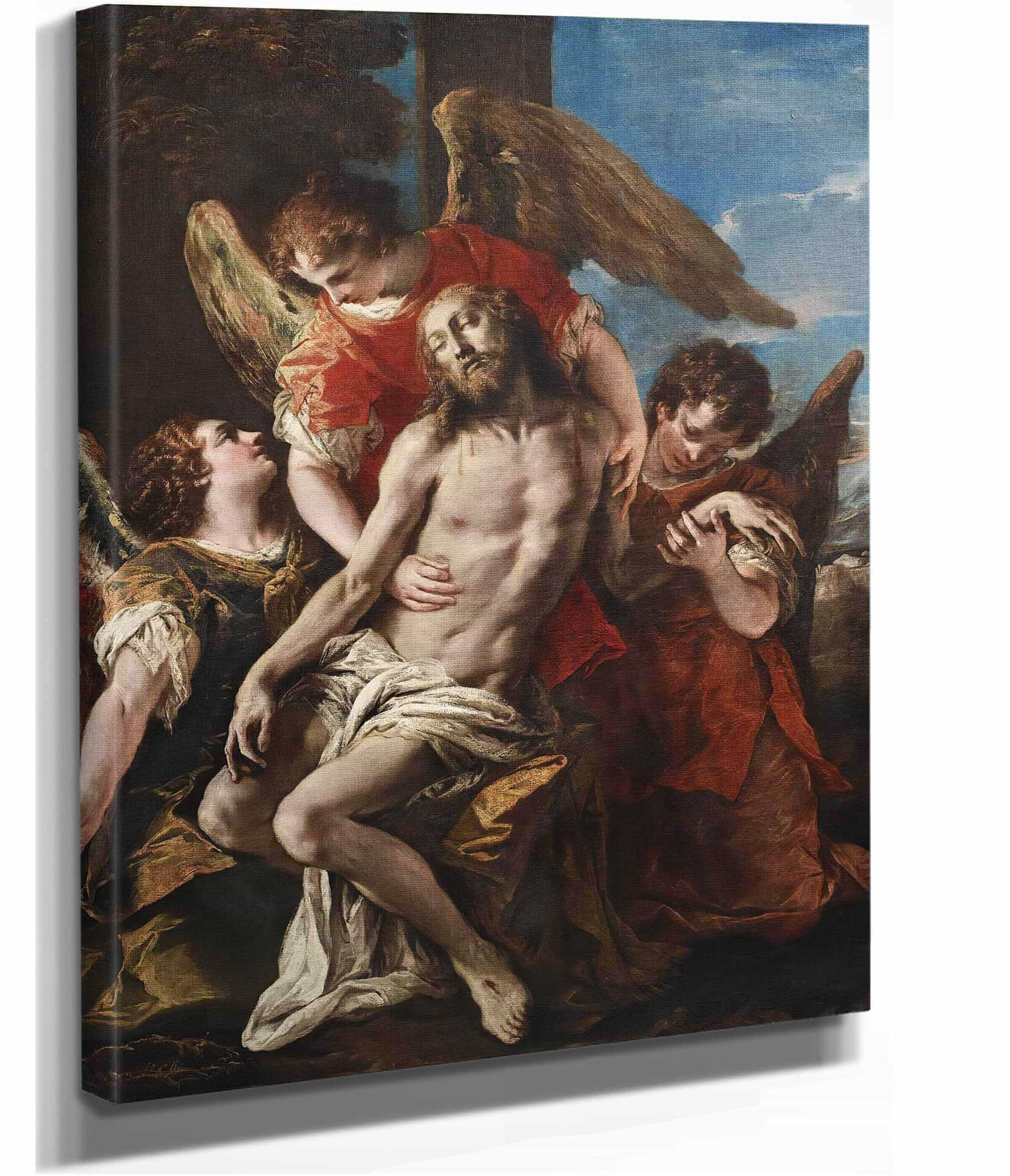 Christ Mourned By Three Angels by Sebastiano Ricci