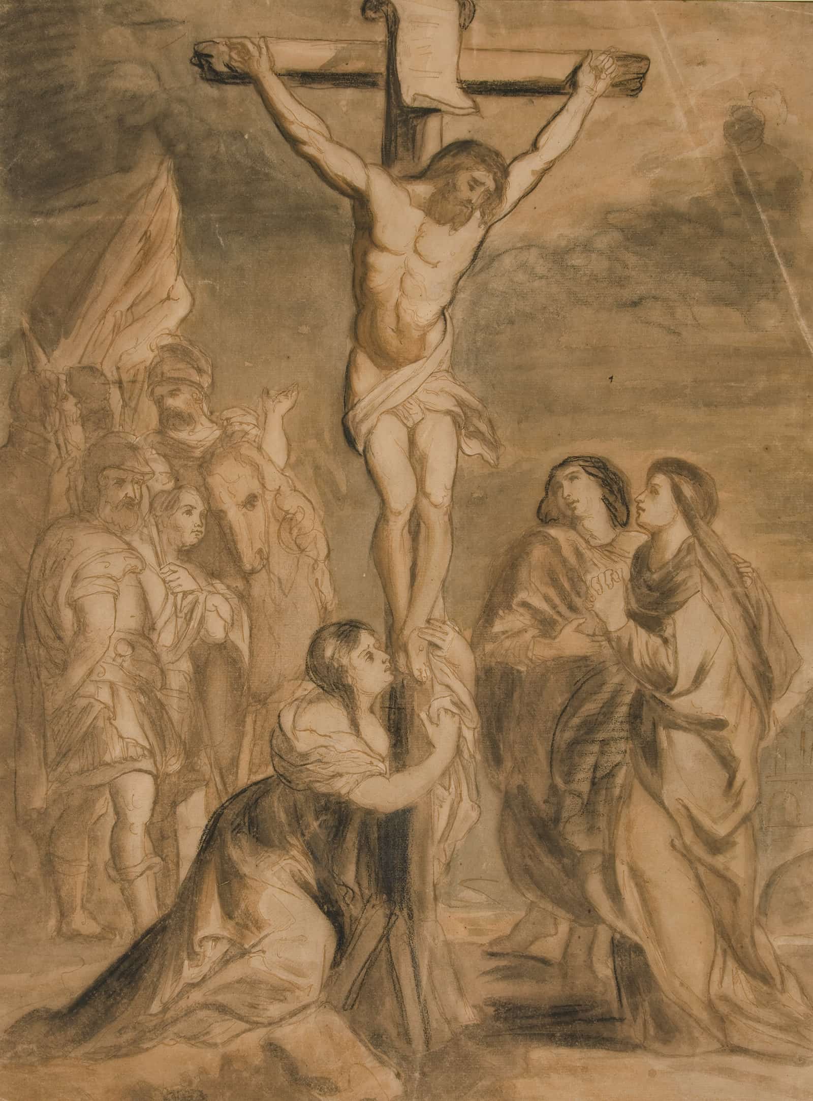 Christ On The Cross Surrounded By Virgin And Saints by Theodore Gericault