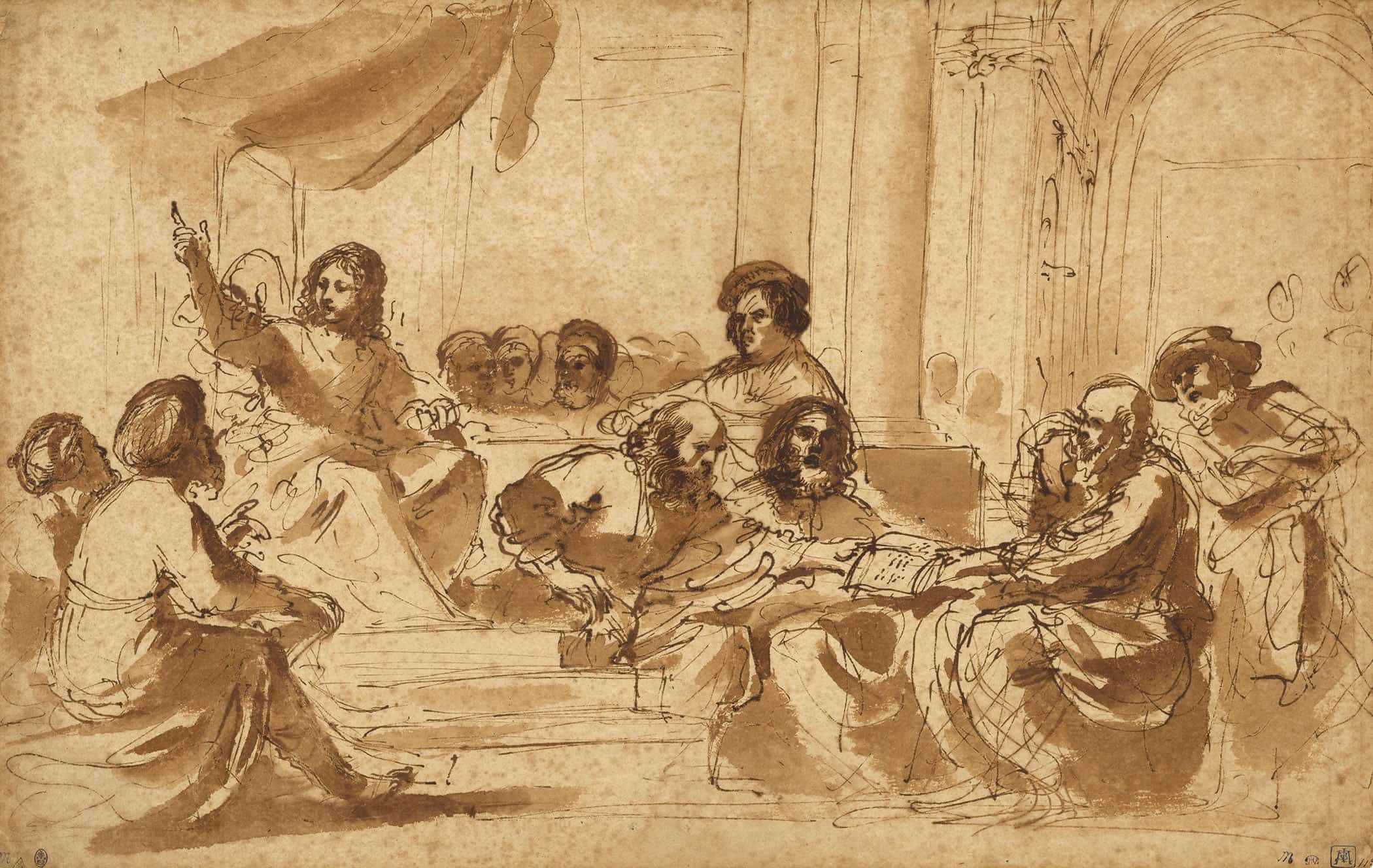 Christ Preaching In The Temple   by Guercino