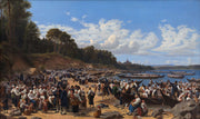 Church Goers Arriving By Boat At The Parish Church Of Leksand On Siljan Lake Sweden by Wilhelm Marstrand