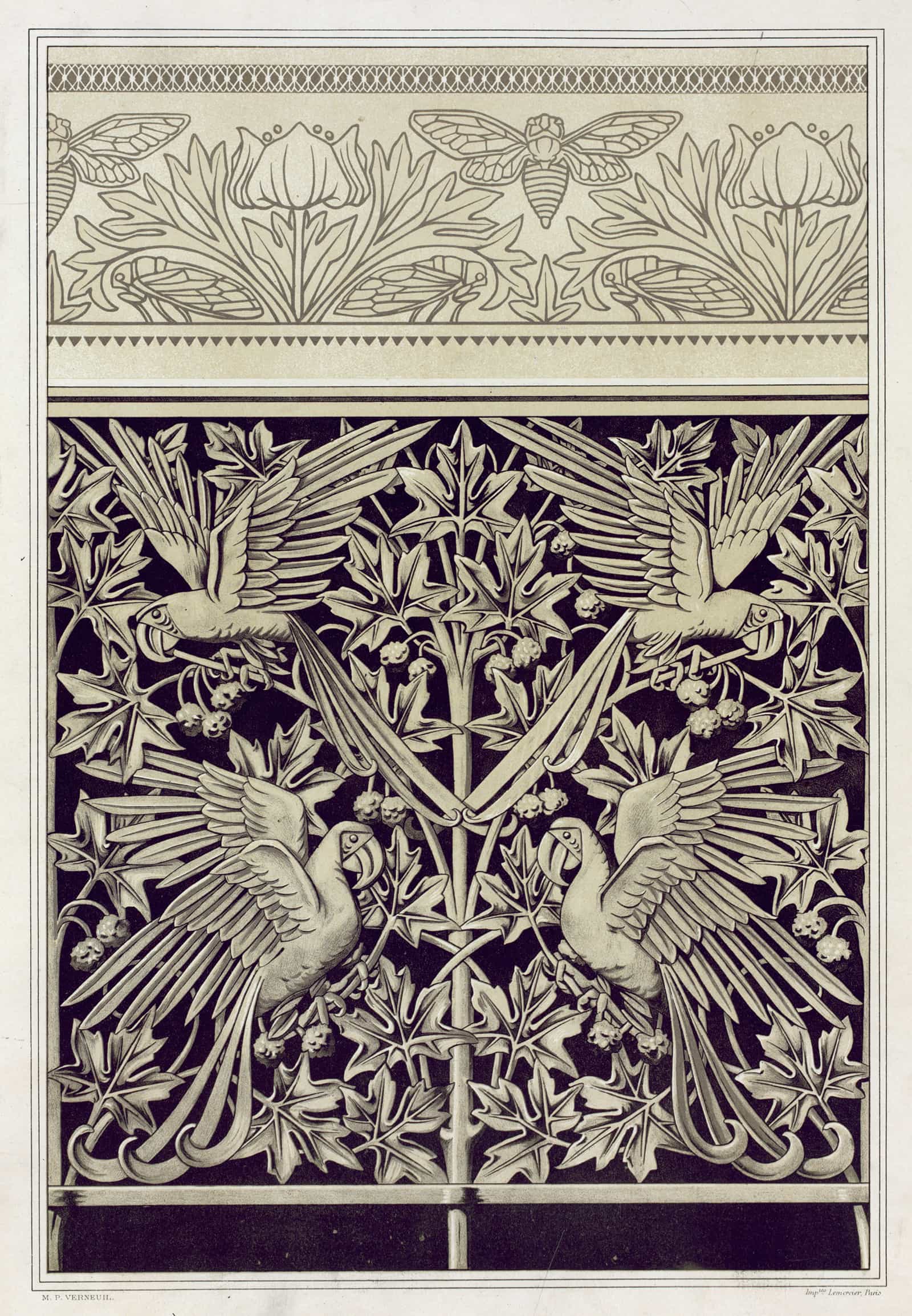 Cigales Et Anemones Bordure De Napperon Aras Et Platane Fonte by Maurice Pillard Verneuil