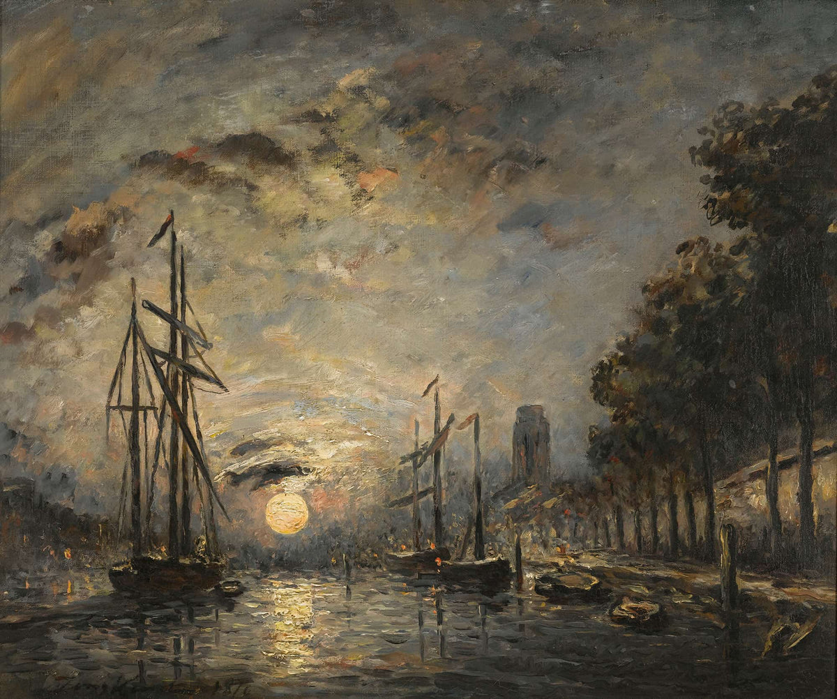 Clair De Lune Sur Un Canal Dordrecht by Johan Barthold Jongkind