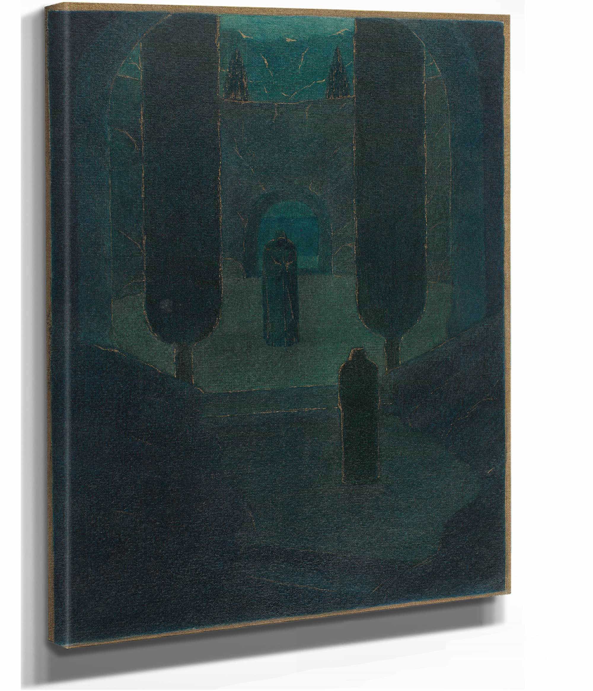 Cloaked Figures In A Dark Garden   by Herbert Crowley