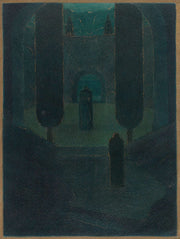 Cloaked Figures In A Dark Garden   by Herbert Crowley