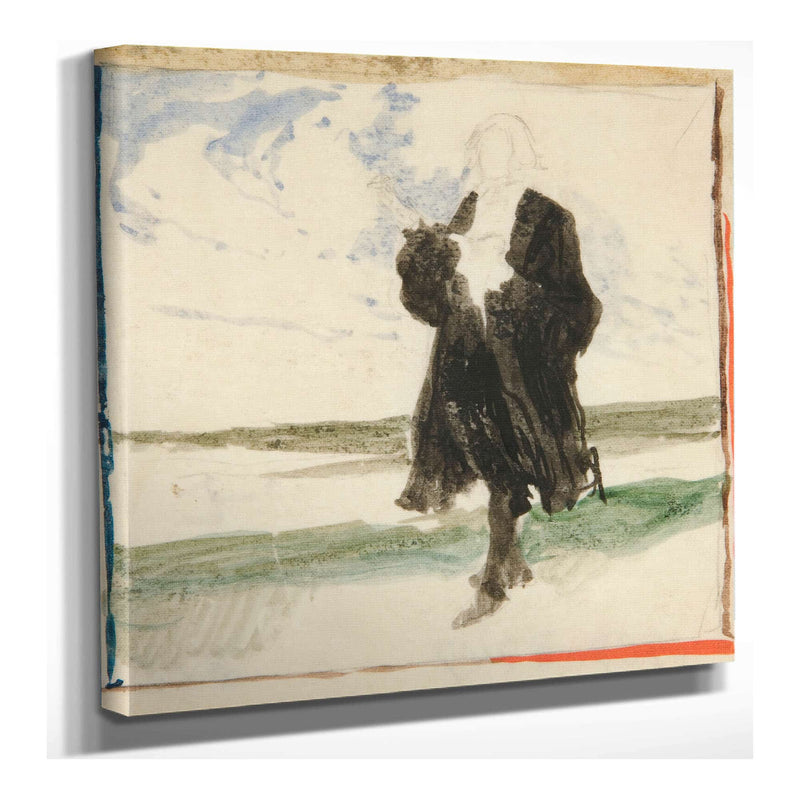 Cloaked Man In Landscape by Edwin Austin Abbey