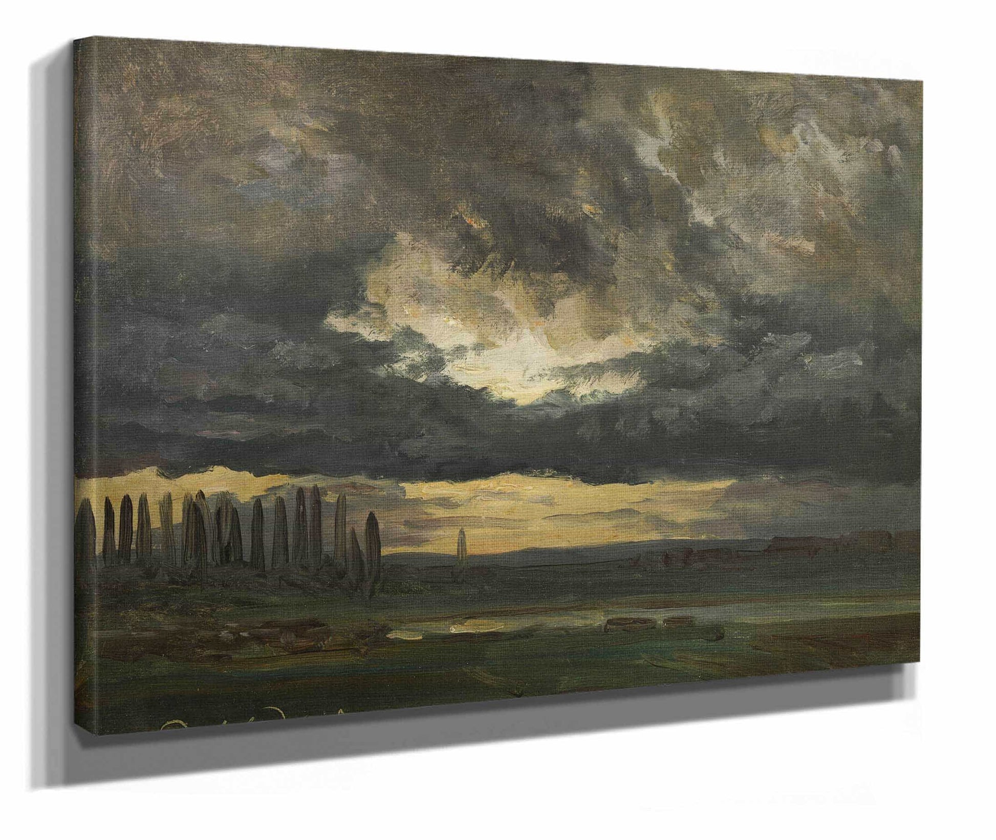 Cloud Study Over The Elbe With Poplars by Johan Christian Dahl