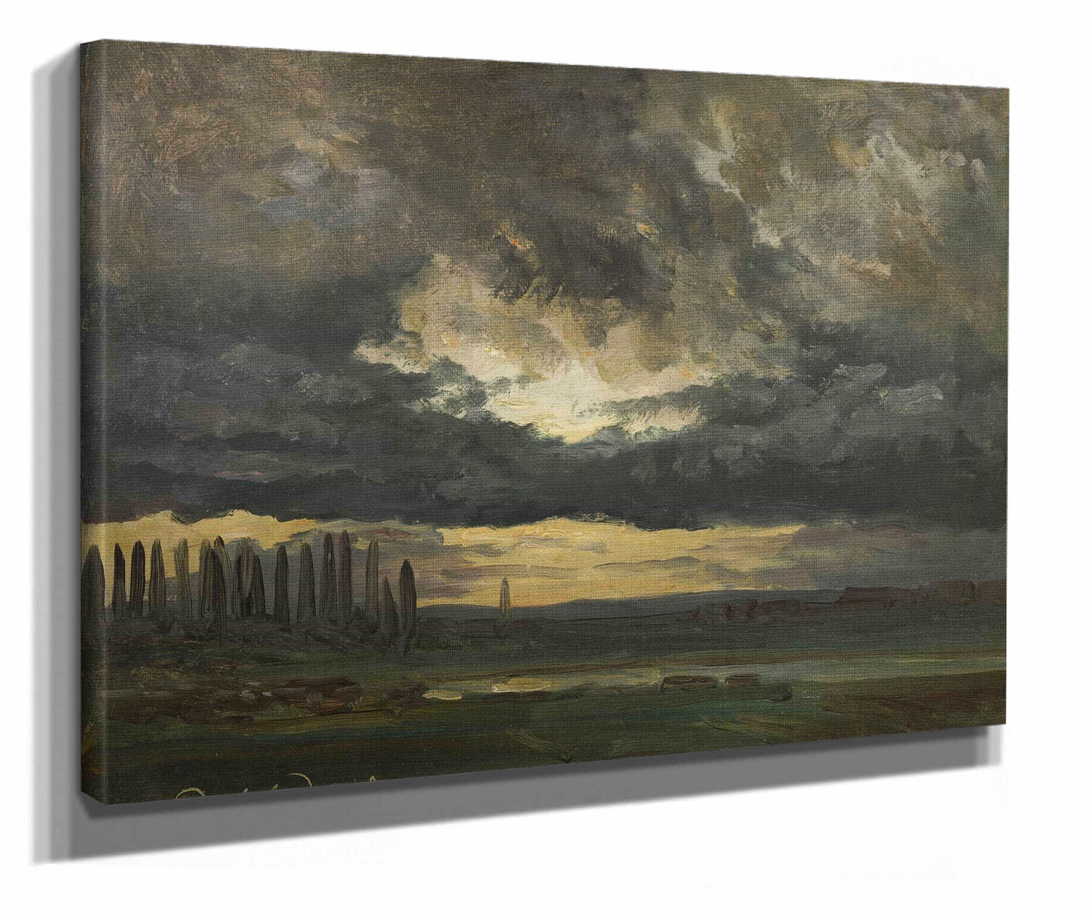 Cloud Study Over The Elbe With Poplars by Johan Christian Dahl