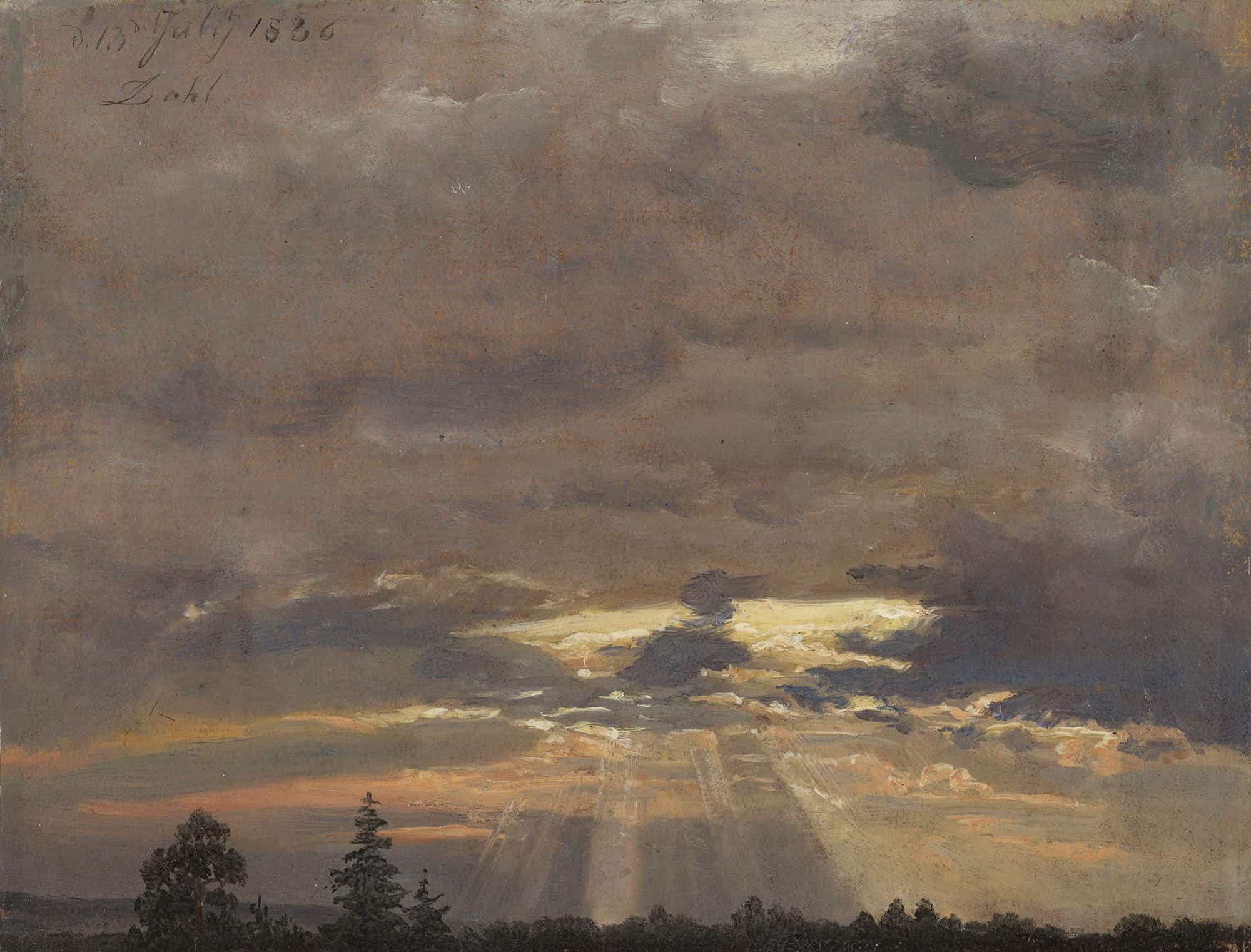 Cloud Study With Sunbeams by Johan Christian Dahl