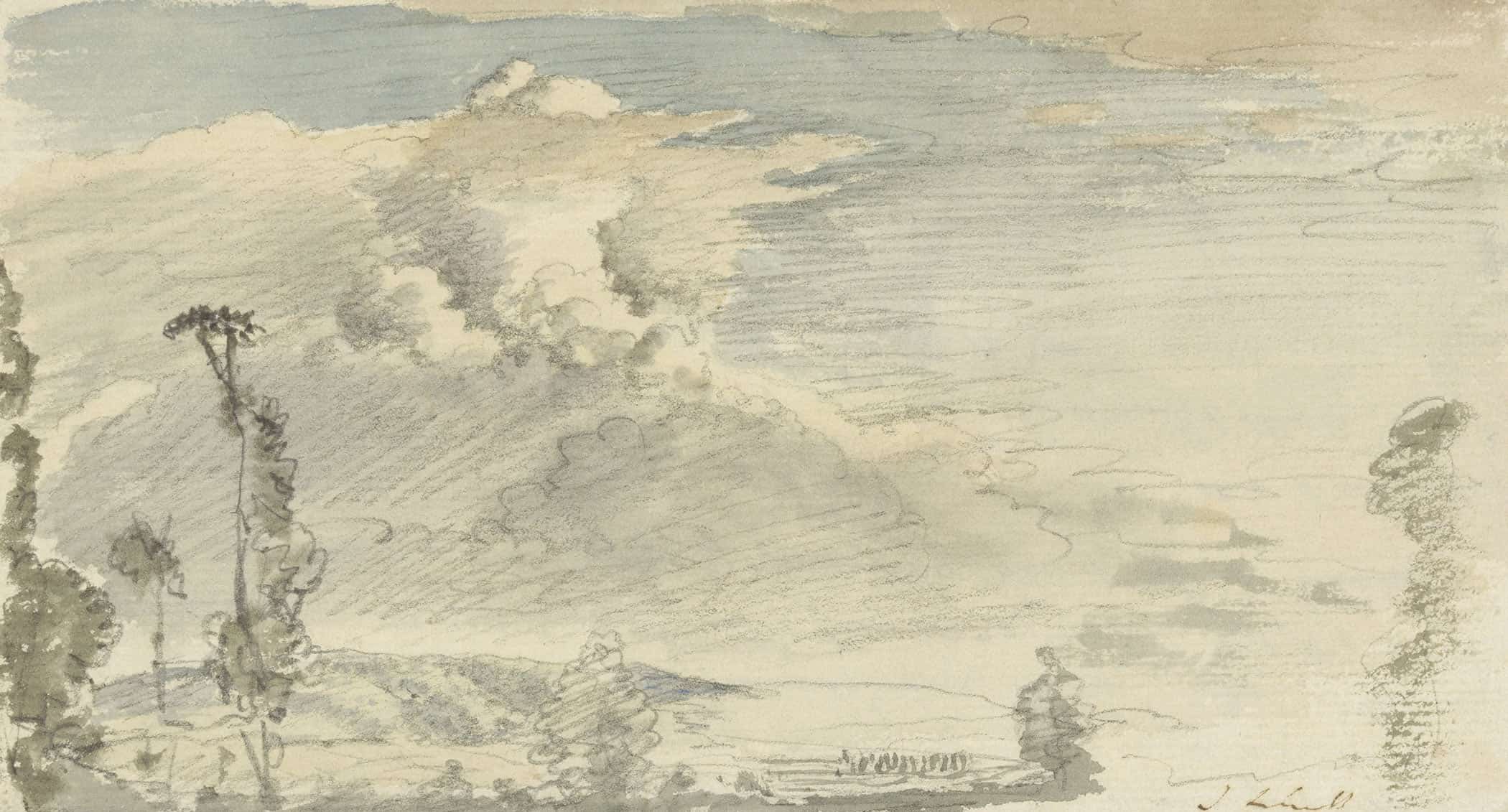 Cloudy Sky Over A Hilly Landscape  by John Linnell