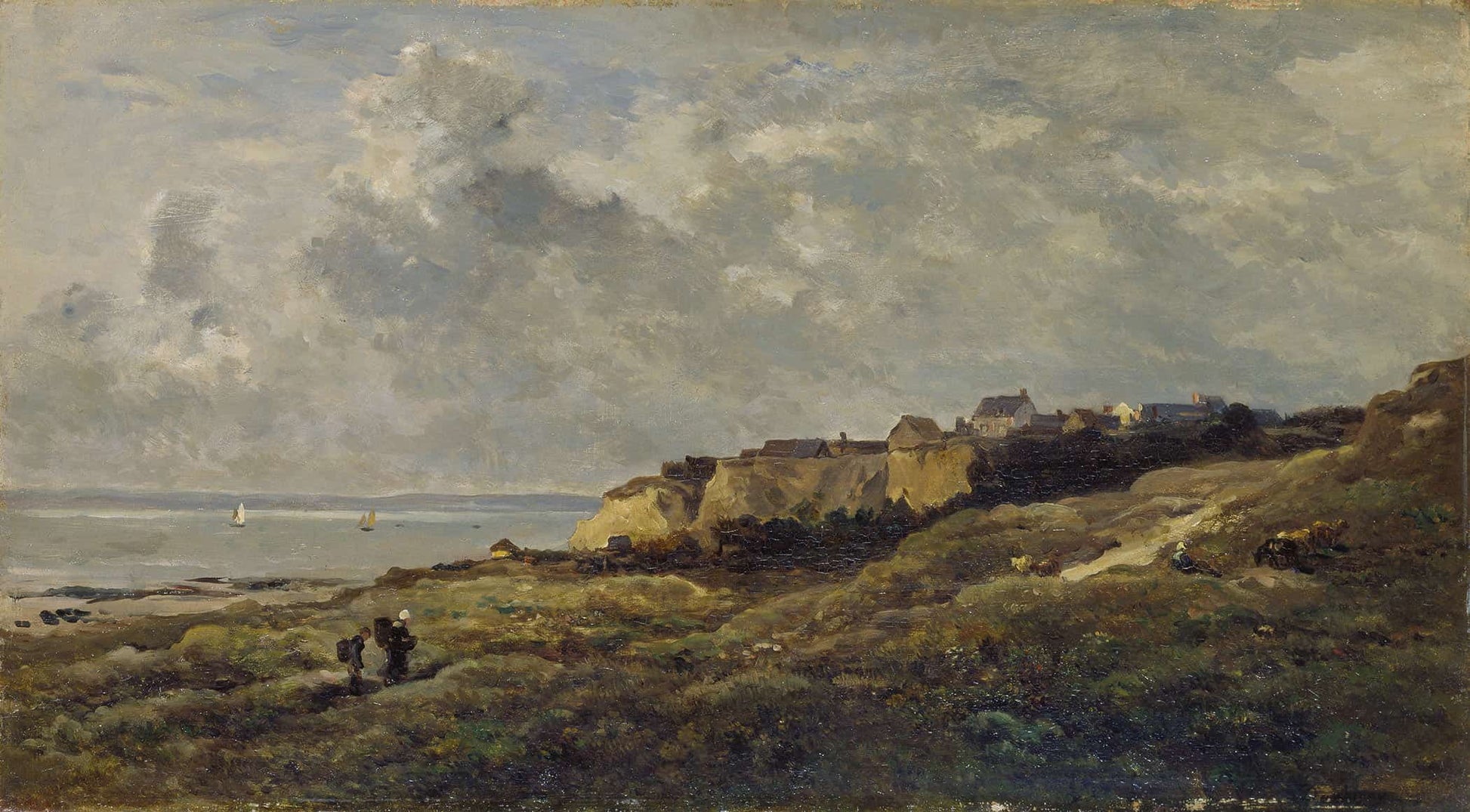 Coastal Landscape In Normandy Villerville Sur Mer by Charles Francois Daubigny