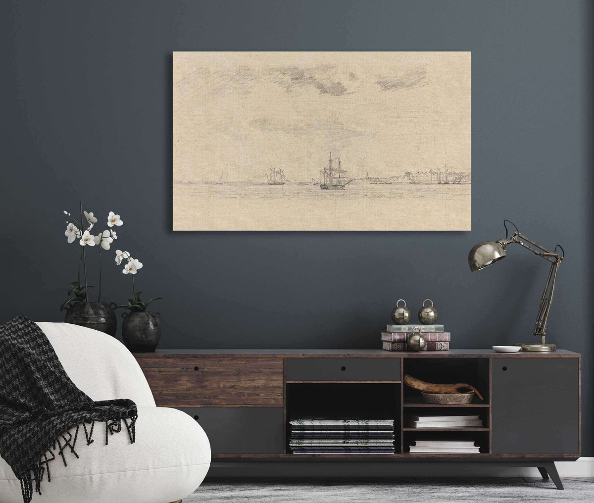 Coastal Landscape With Shipping by Eugene Boudin