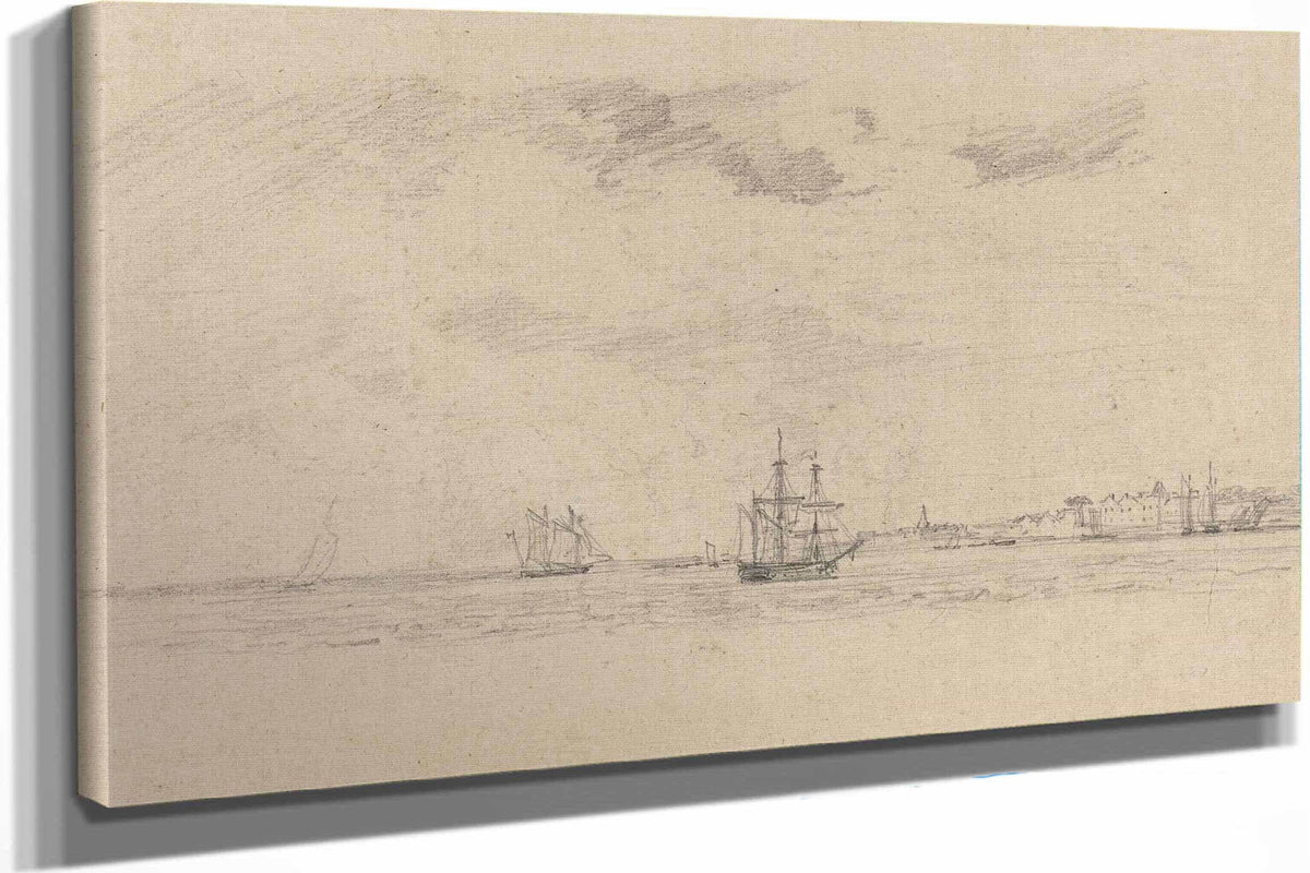 Coastal Landscape With Shipping by Eugene Boudin