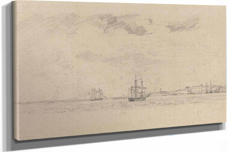 Coastal Landscape With Shipping by Eugene Boudin