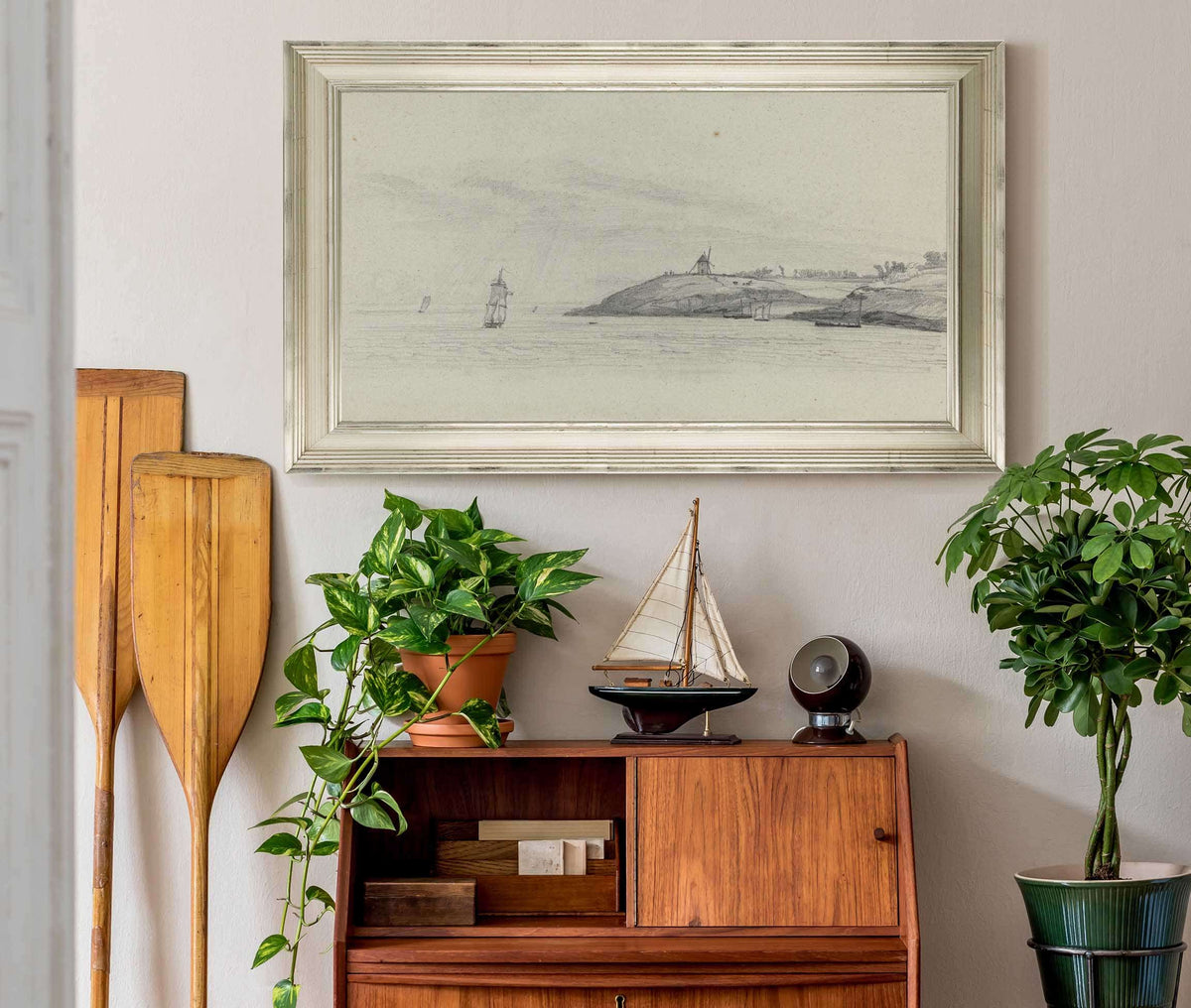 Coastal Landscape With Shipping Windmill In Distance by Eugene Boudin