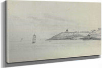 Coastal Landscape With Shipping Windmill In Distance by Eugene Boudin