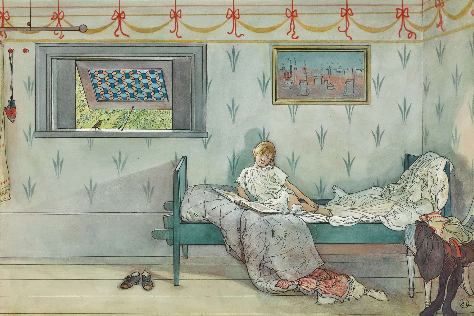 Cock A Doodle Do Its Seven Oclock by Carl Larsson