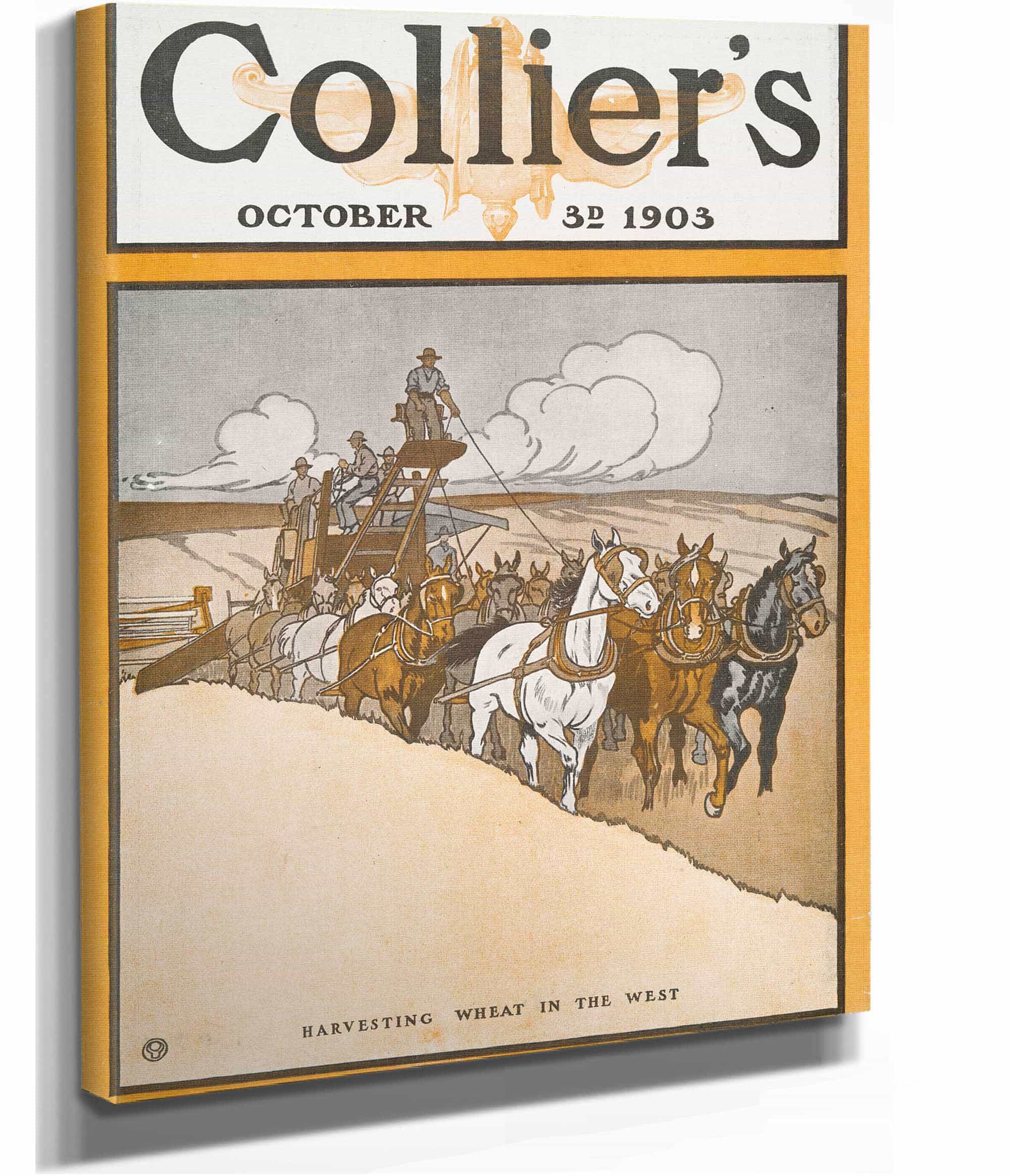 Colliers October Rd Harvesting Wheat In The West by Edward Penfield