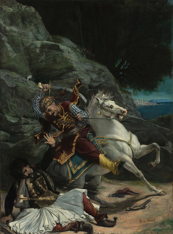 Combat Of A Greek And A Turk After by Horace Vernet