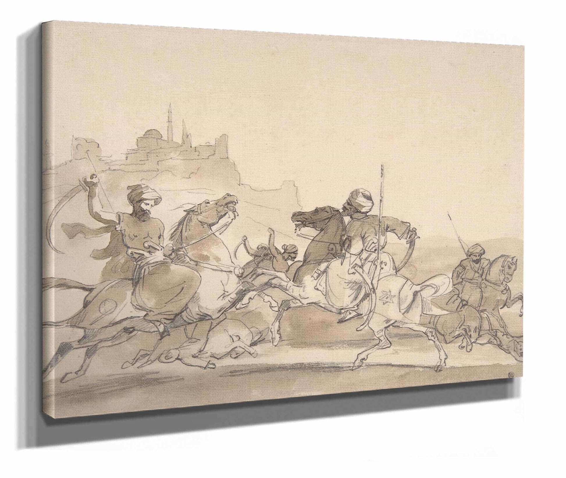 Combat Of Oriental Horsemen  by Theodore Gericault