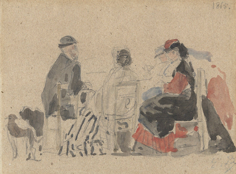 Conversation On The Beach by Eugene Boudin