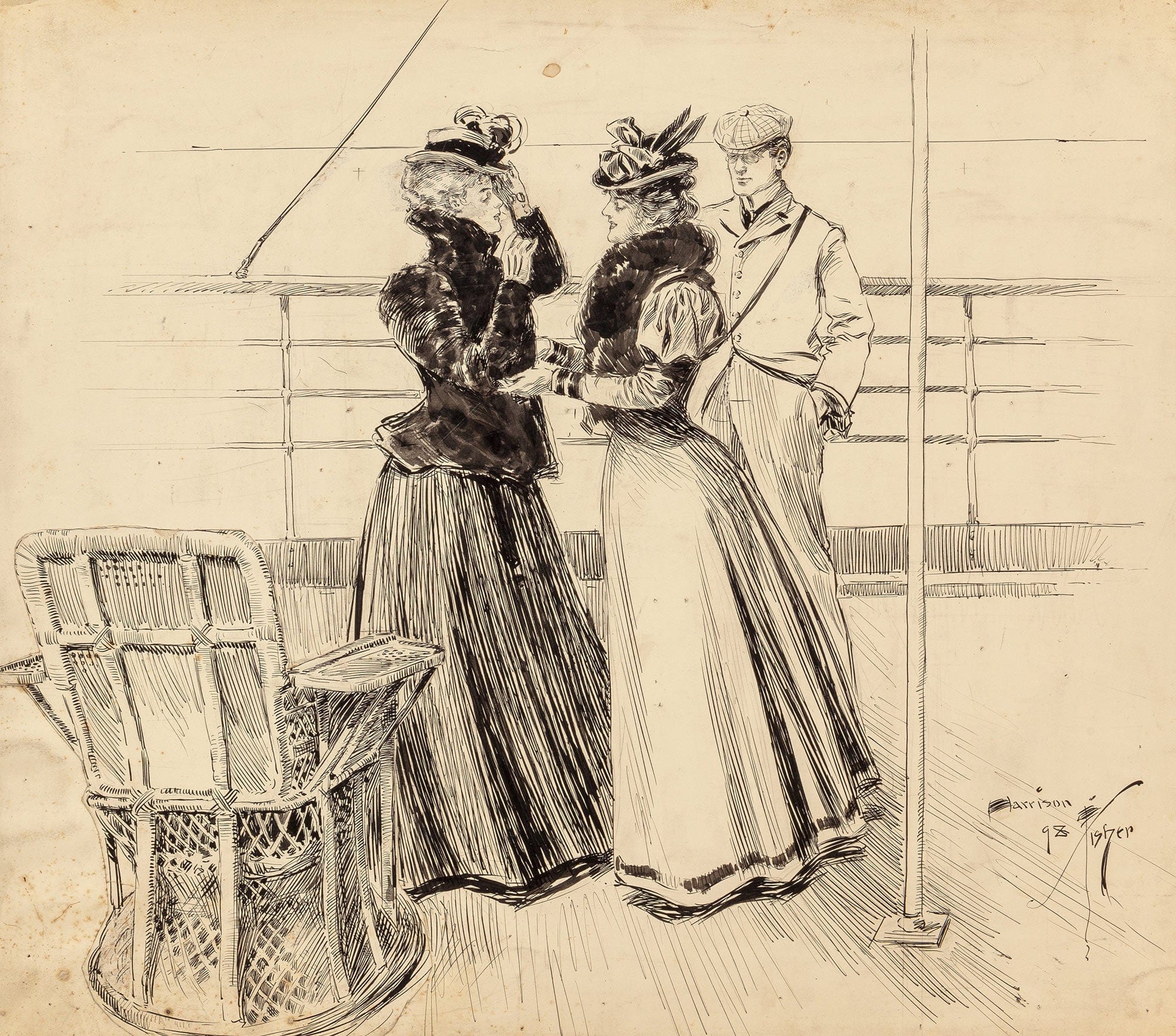 Conversations By The Sea by Harrison Fisher