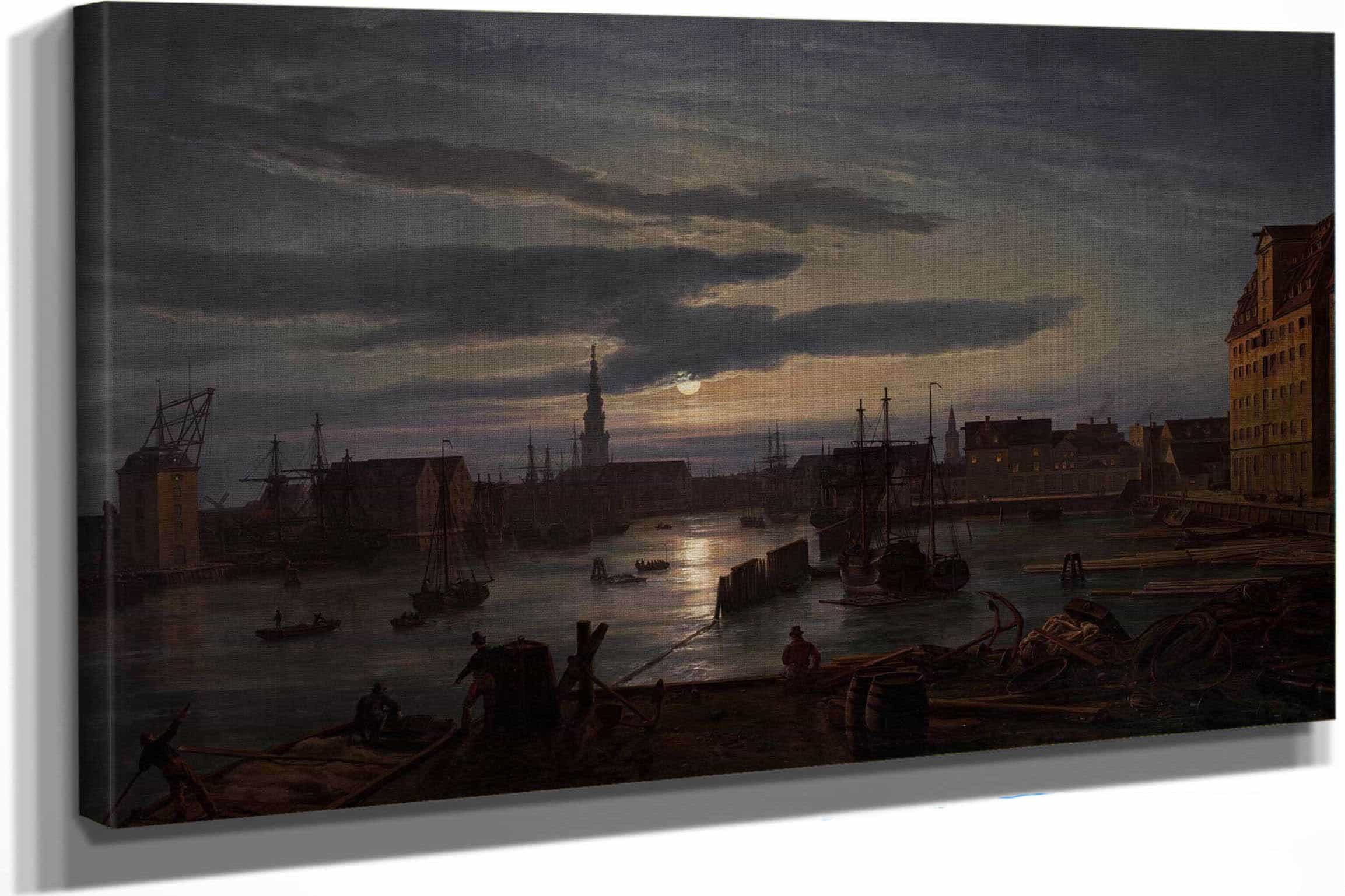 Copenhagen Harbor By Moonlight by Johan Christian Dahl