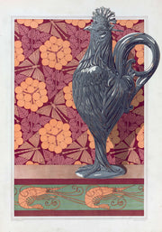 Coq Vase Argent Cisele Ombelles Et Libellules Jeu De Fond Crevettes Bordure by Maurice Pillard Verneuil
