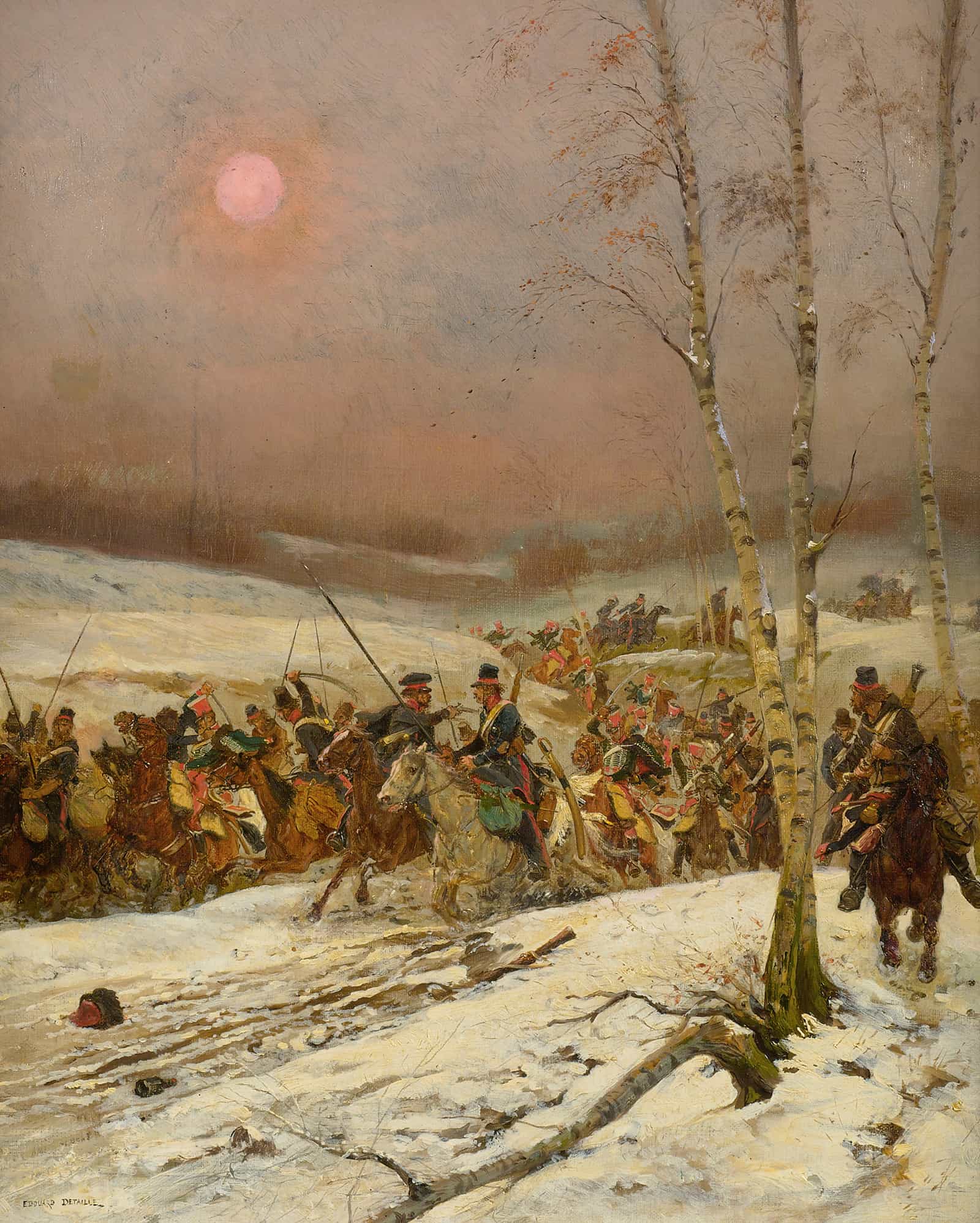 Cossacks Attacked By The Guard Of Honor During Napoleons Russian Campaign by Jean Baptiste Edouard Detaille