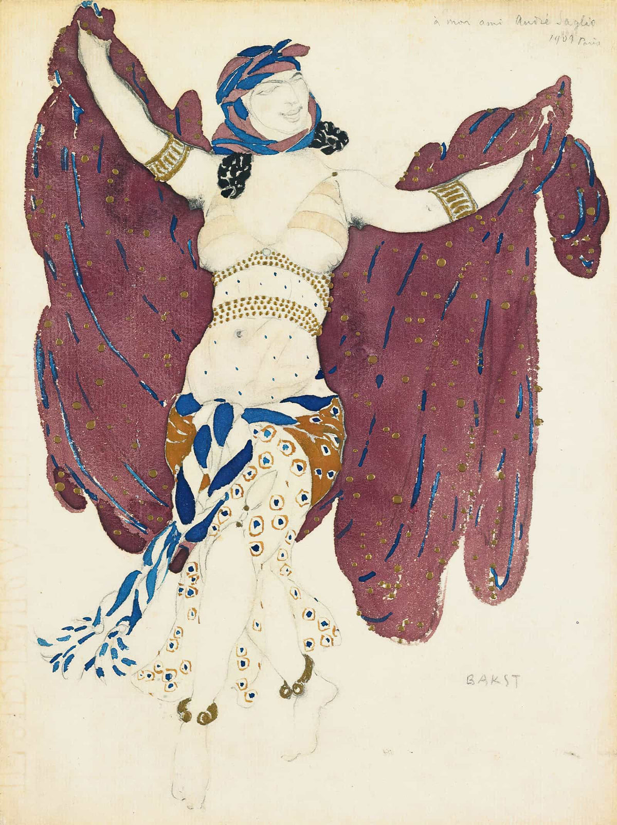 Costume Design For A Syrian Dancer In Cleopatra by Leon Bakst